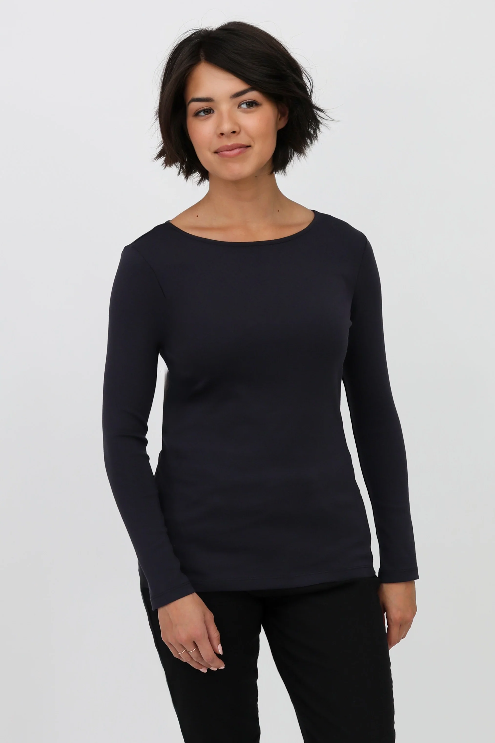 LONG SLEEVE BATEAU NECK IN PIMA COTTON STRETCH - Image 5