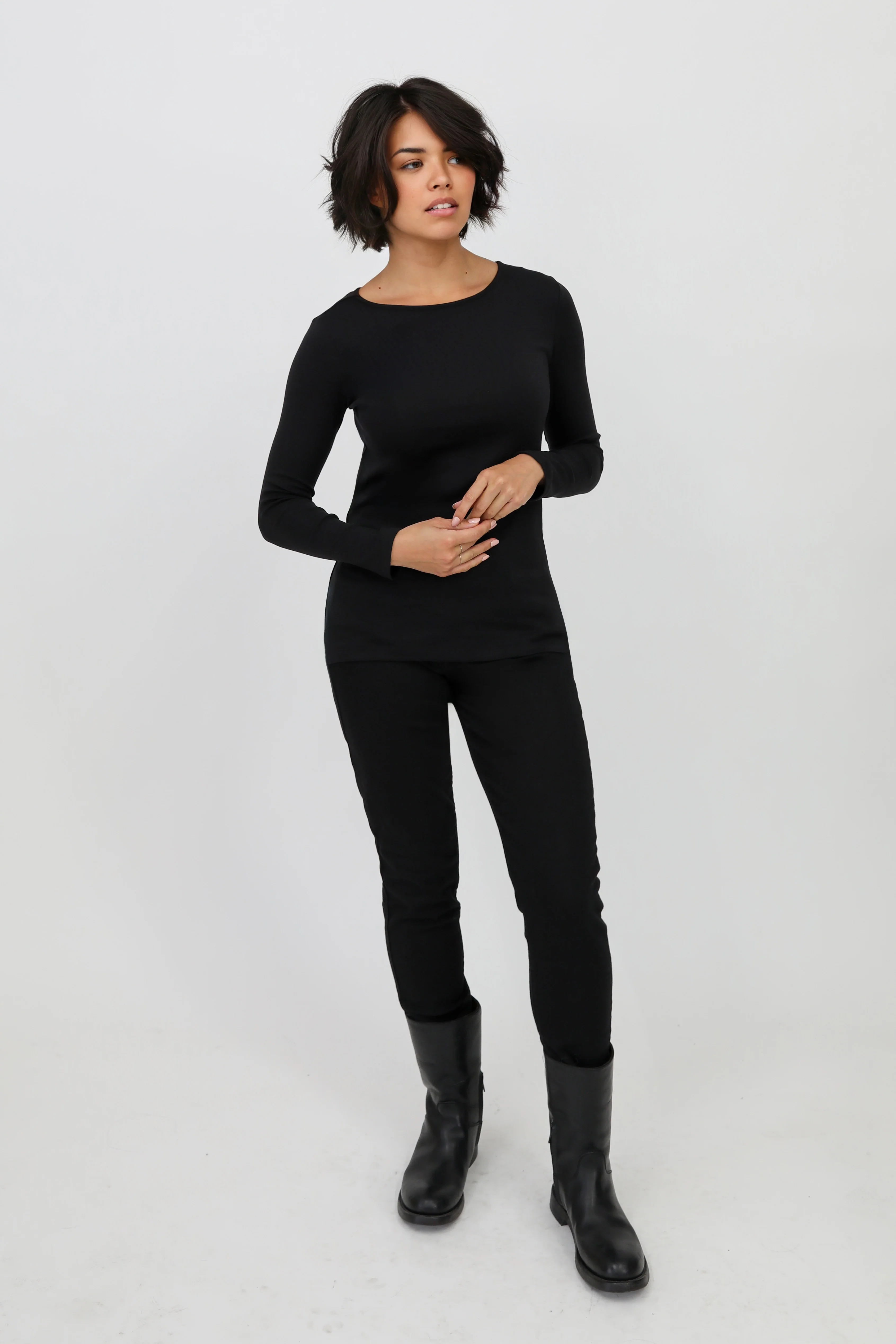 LONG SLEEVE BATEAU NECK IN PIMA COTTON STRETCH - Image 8