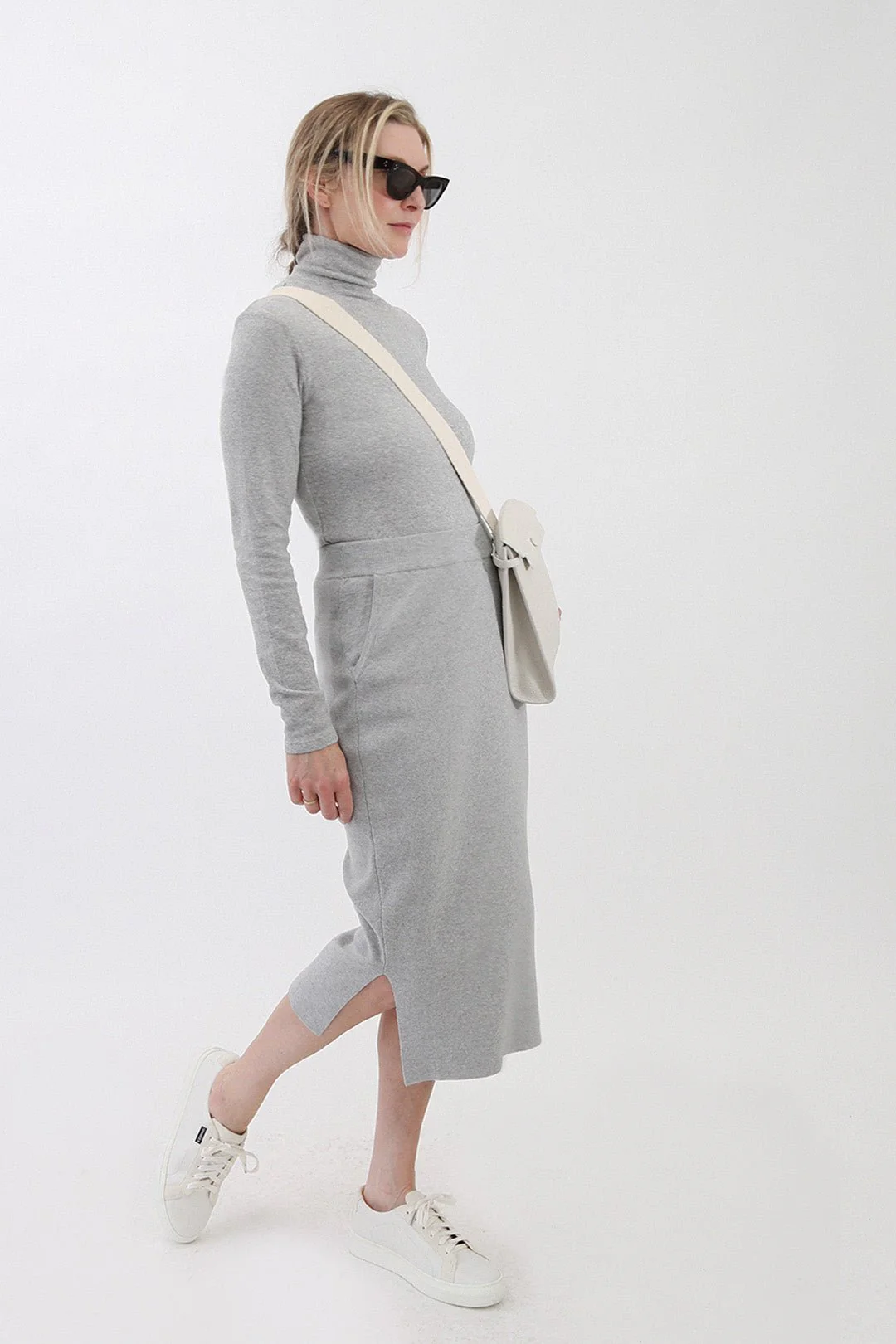 LONG SLEEVE HIGH NECK IN HEATHERED PIMA COTTON STRETCH - Image 6