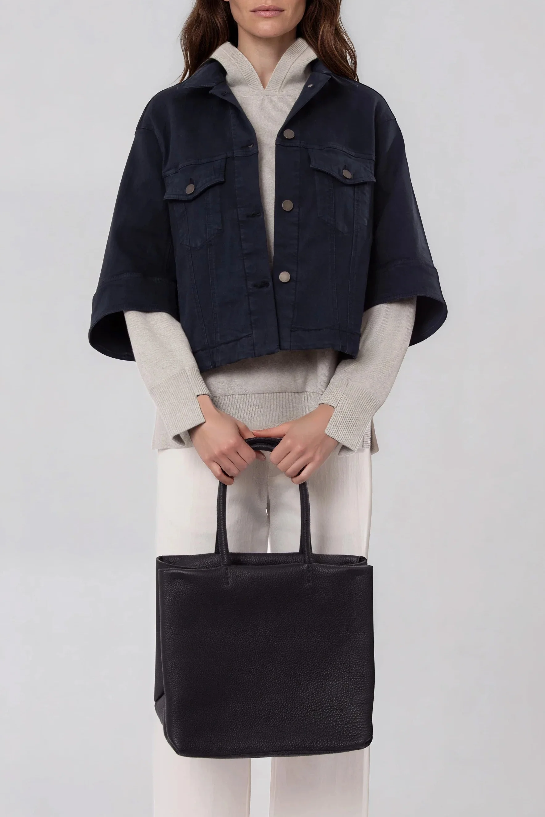 MARCEL HANDBAG IN ITALIAN LEATHER NAVY - Image 2