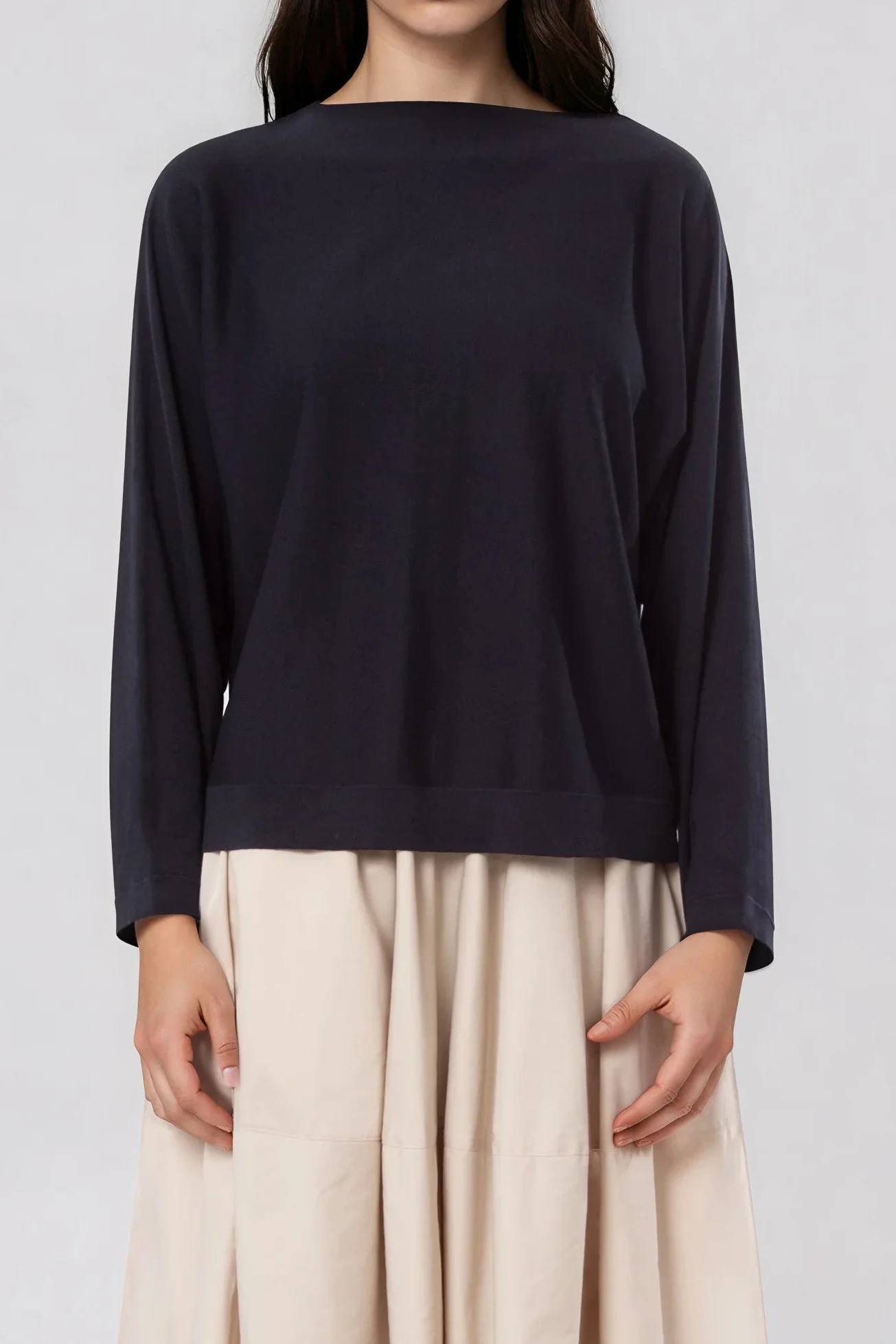 MAREN DOLMAN TOP IN FINE GAUGE ITALIAN SILK COTTON - Image 2