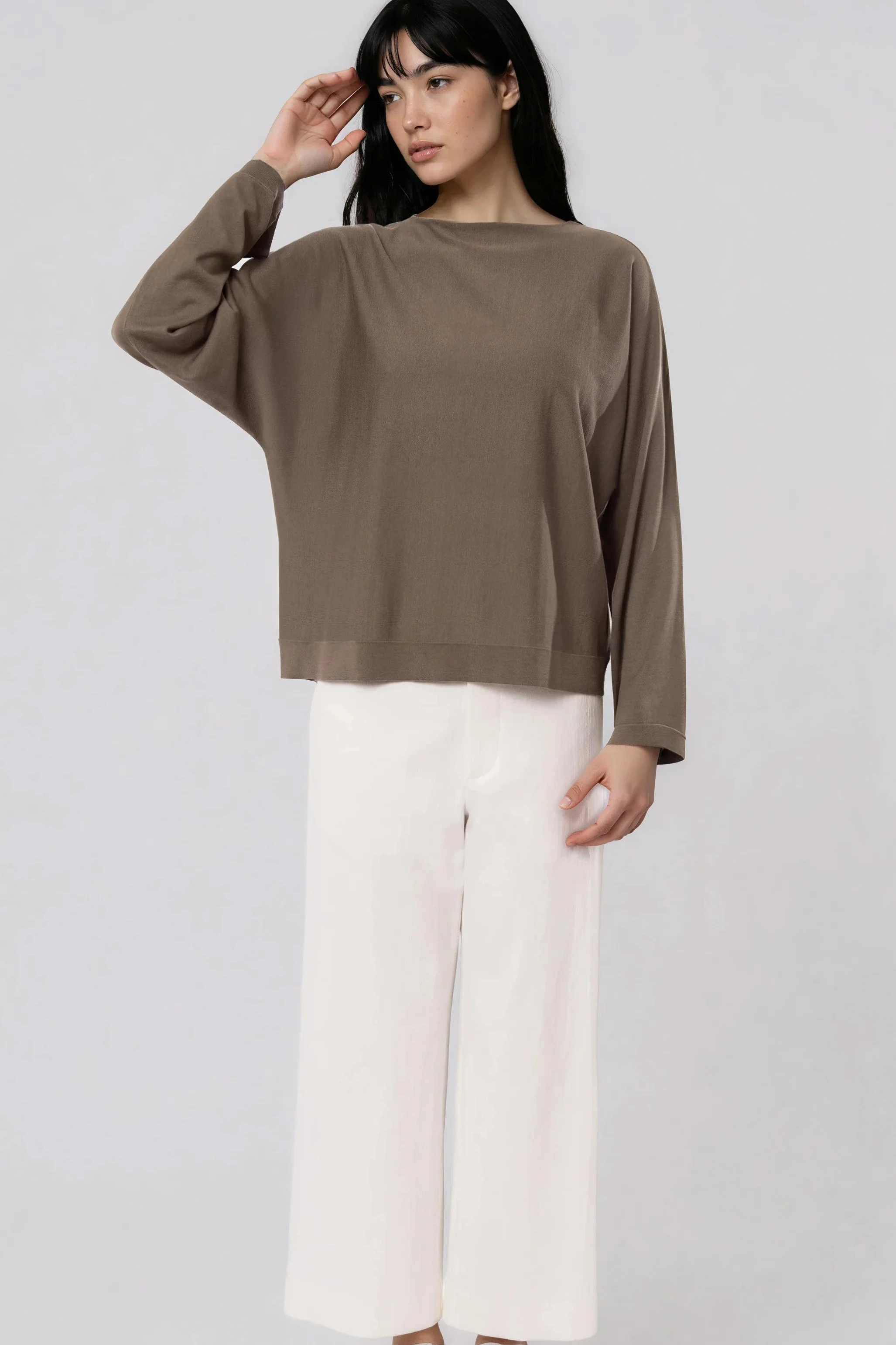 MAREN DOLMAN TOP IN FINE GAUGE ITALIAN SILK COTTON - Image 4