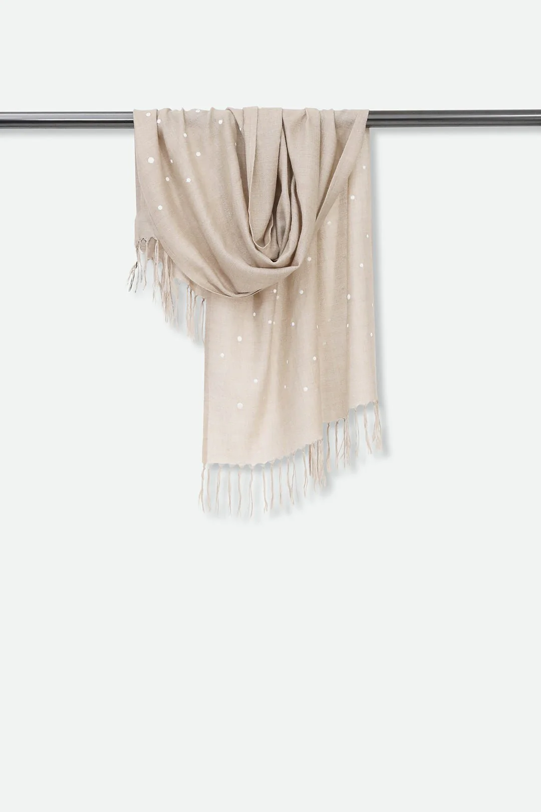 EMBROIDERED PEBBLE SAND ITALIAN CASHMERE SCARF - Image 2