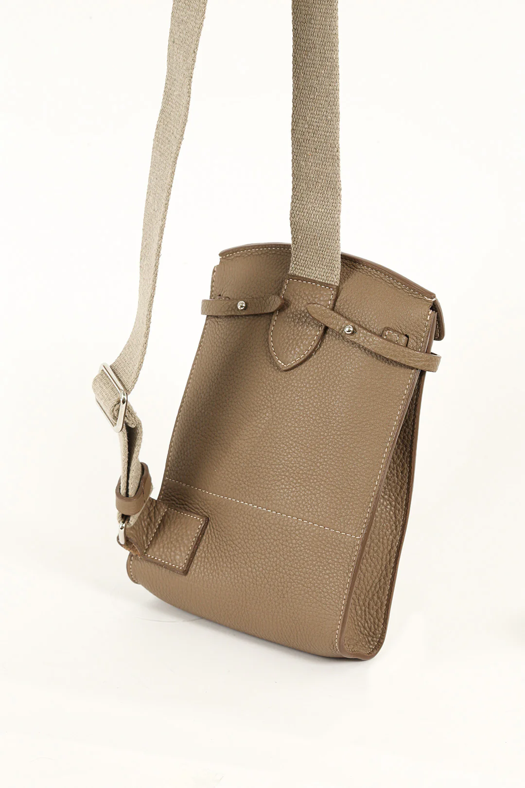 MONZA ITALIAN LEATHER CROSSBODY TAUPE - Image 4