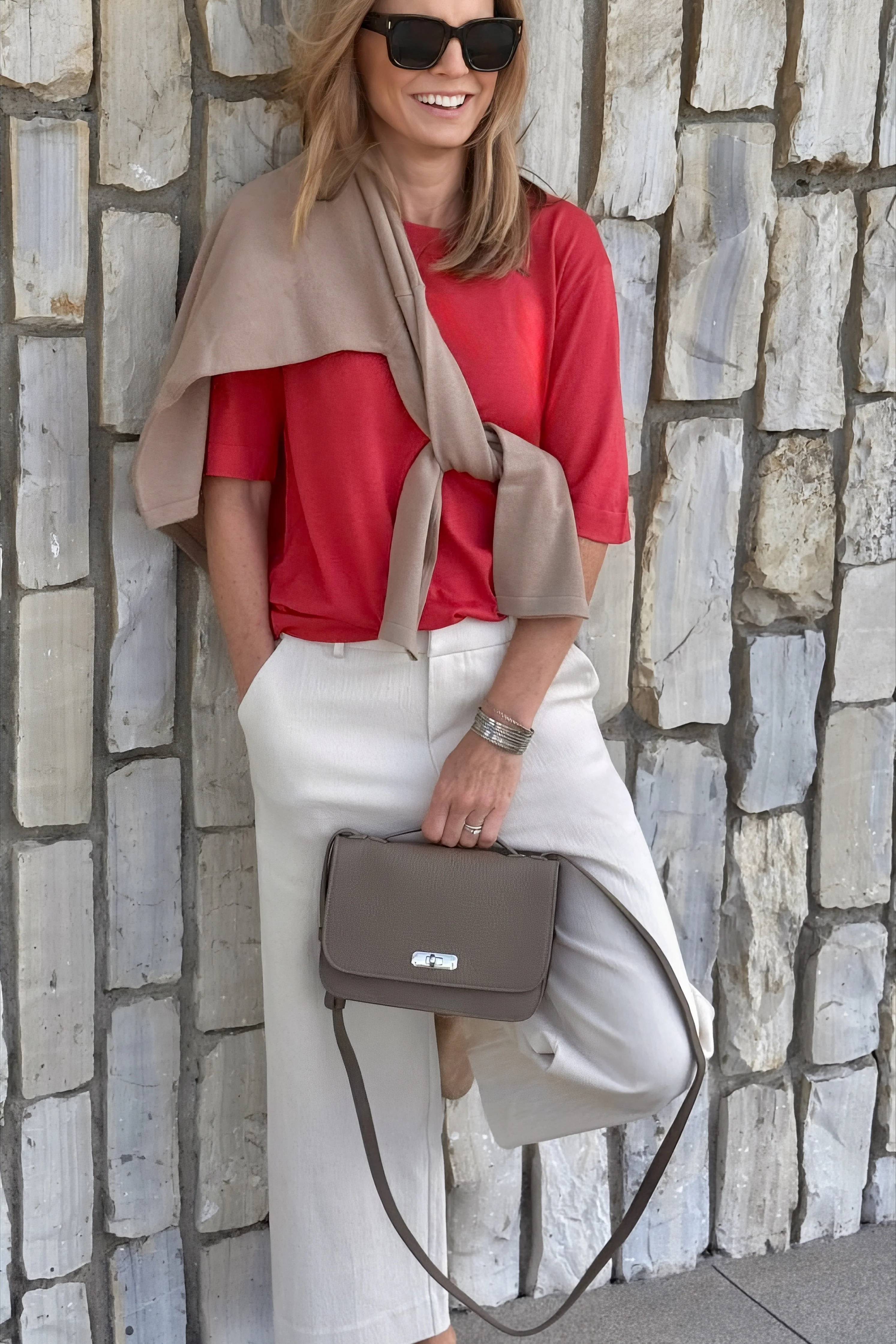 NICO TENNIS ELBOW SLEEVE CREW IN FINE GAUGE ITALIAN SILK COTTON - Image 9