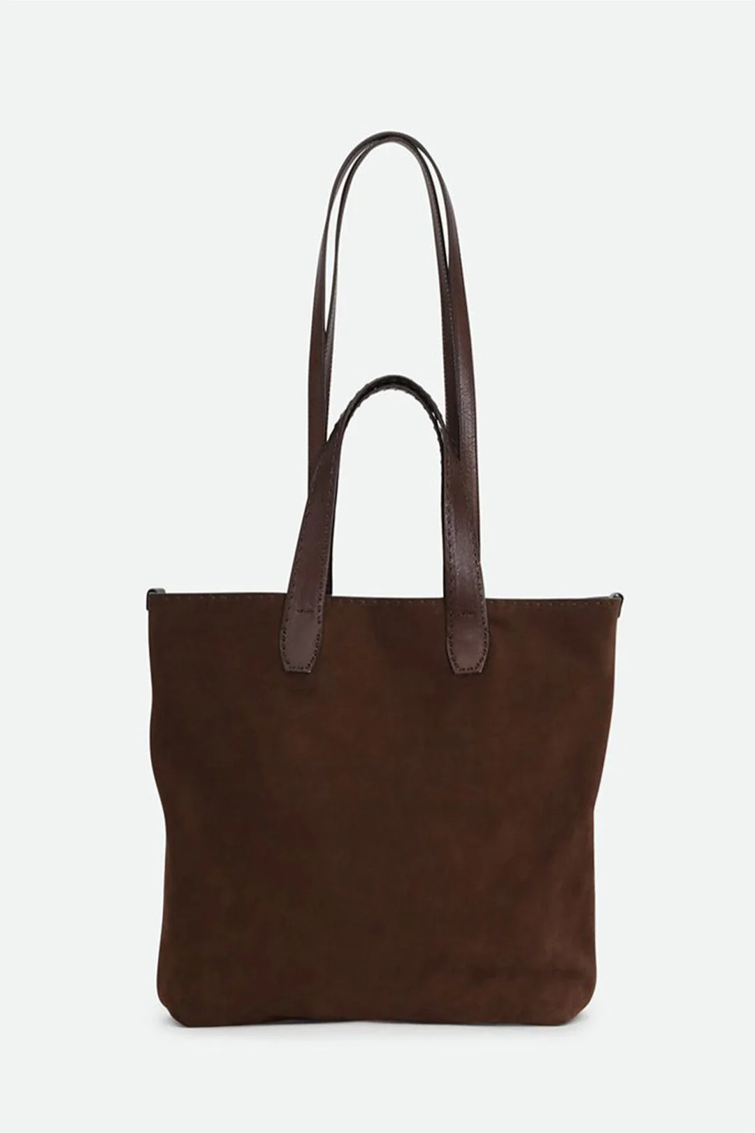 NINO SQUARE TOTE BAG IN ITALIAN SUEDE DEEP MOCHA - Image 2