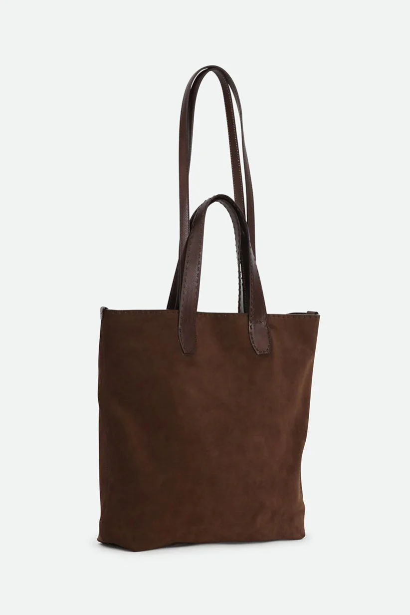 NINO SQUARE TOTE BAG IN ITALIAN SUEDE DEEP MOCHA - Image 4