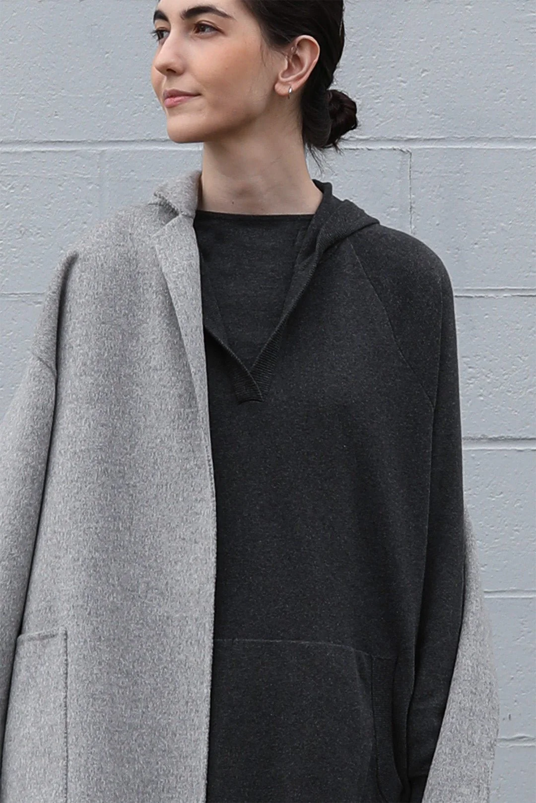 PADMA PULLOVER HOODIE IN DOUBLE KNIT HEATHER PIMA COTTON WITH STRETCH - Image 3