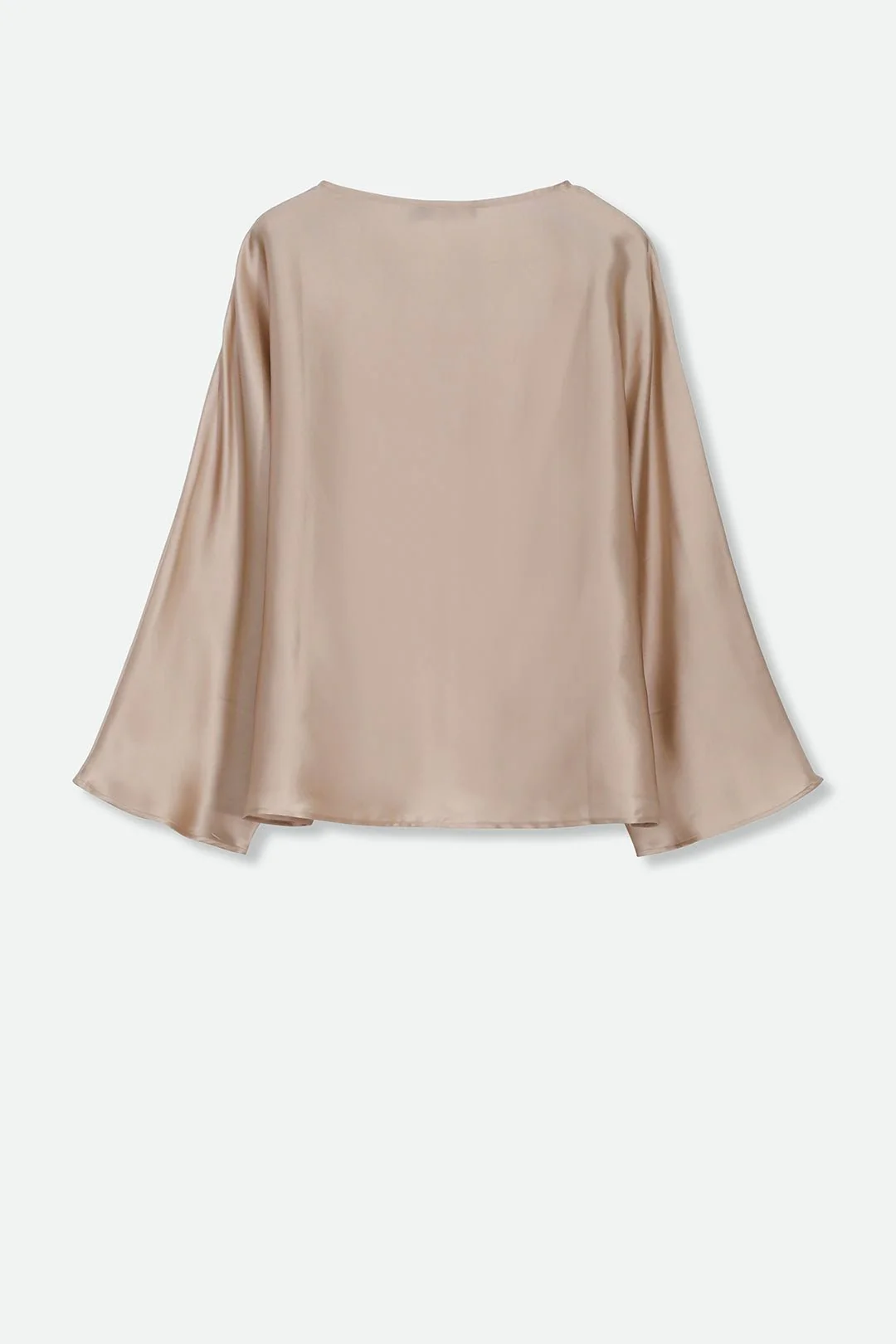 PAOLO BATEAU NECK BLOUSE IN SILK CHARMEUSE CHAMPAGNE BEIGE - Image 3