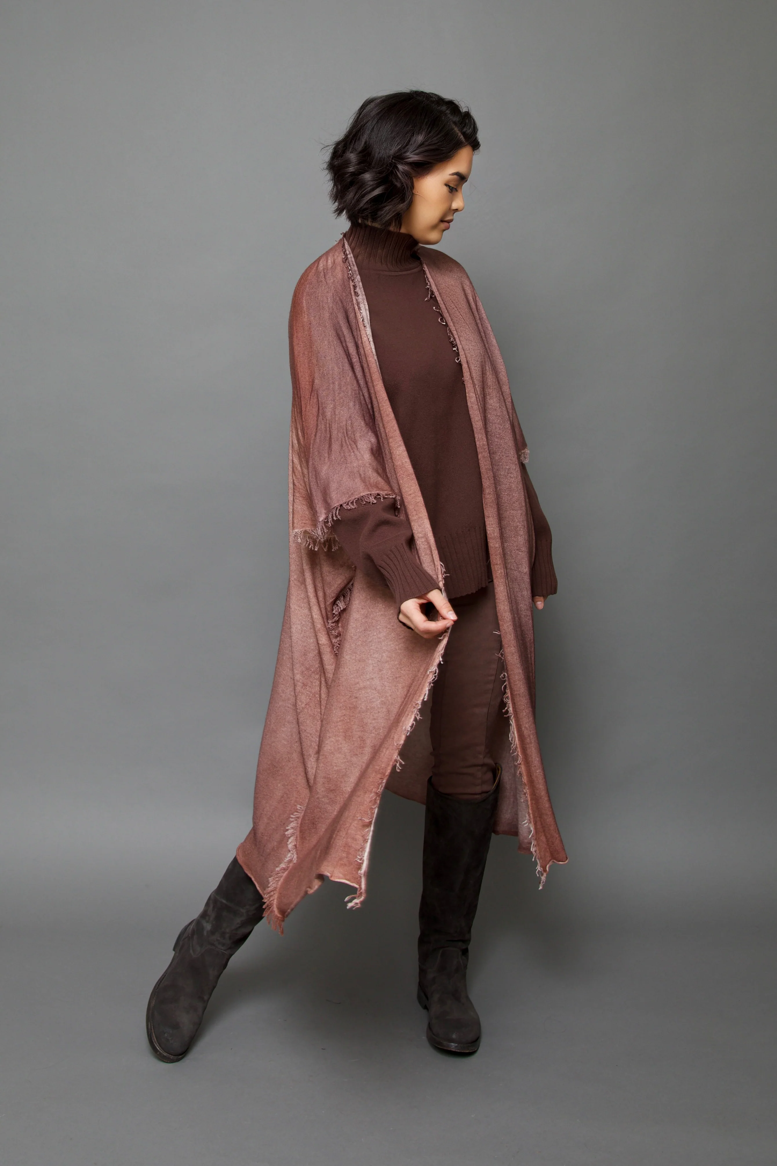 PATNA CARDIGAN IN HAND-DYED CASHMERE EARTHEN BROWN - Image 3