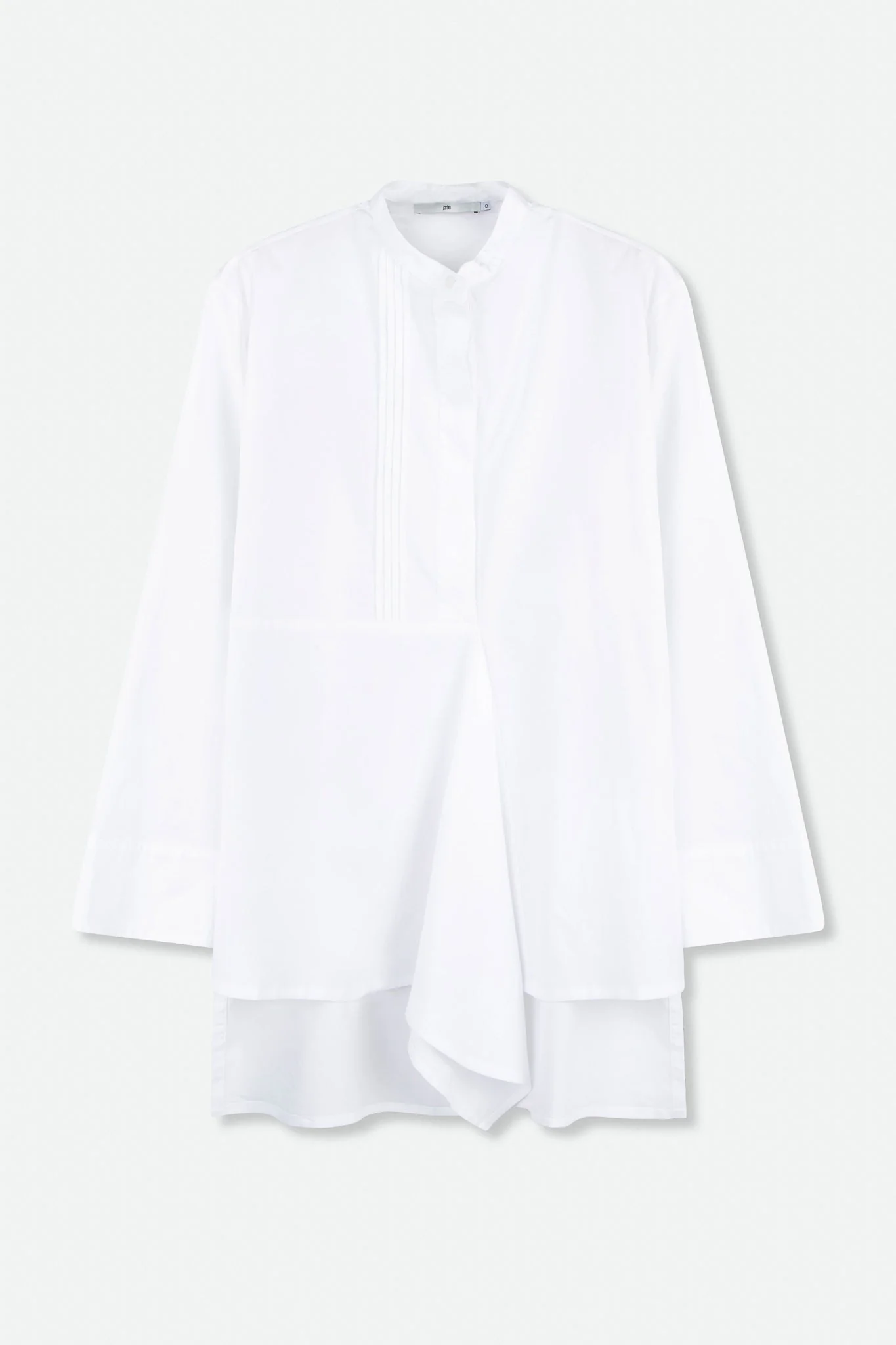 MARI PLEATED TUNIC BLOUSE IN ITALIAN COTTON STRETCH