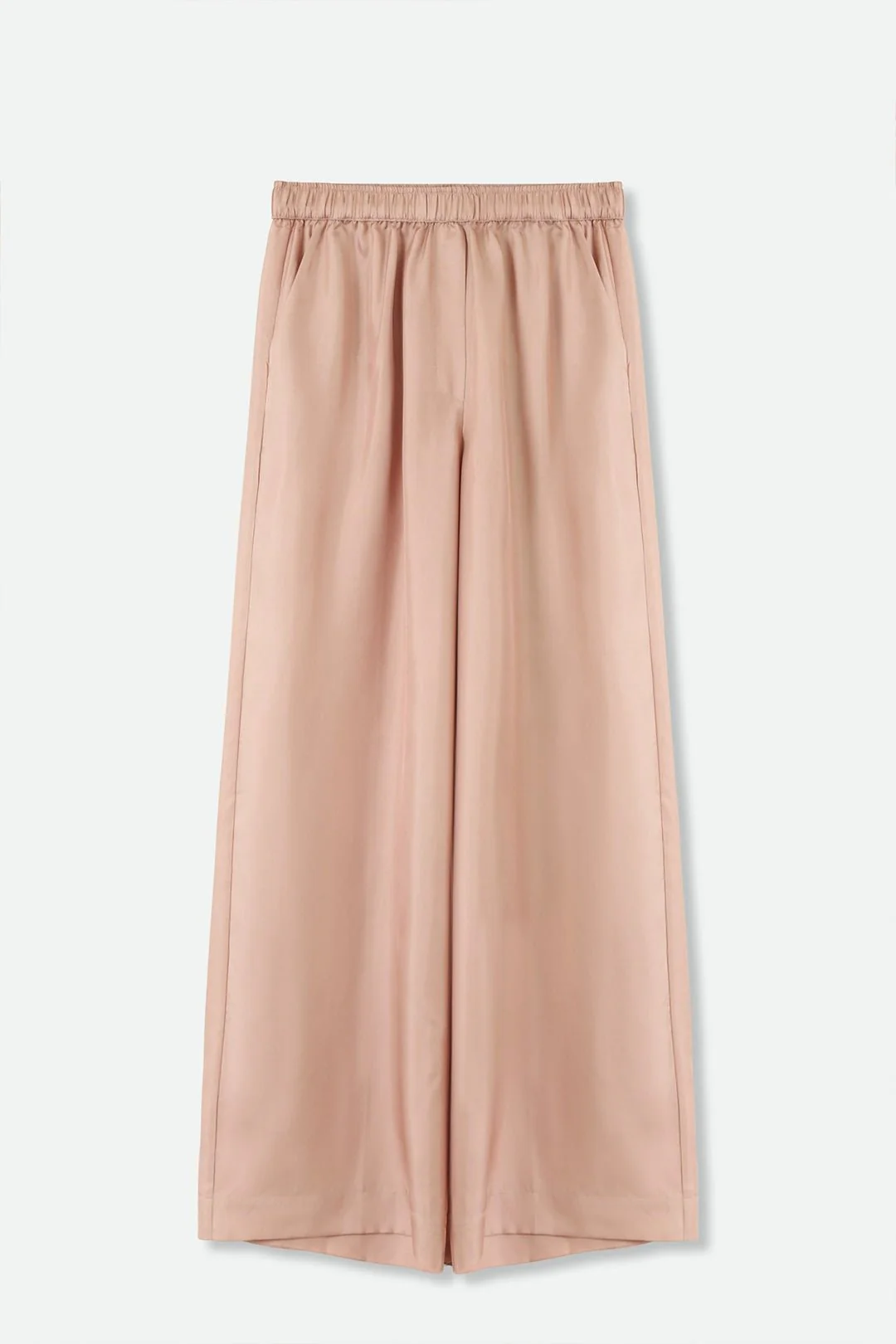 PRIYA SILK TWILL WIDE LEG PANT IN ROSE BEIGE