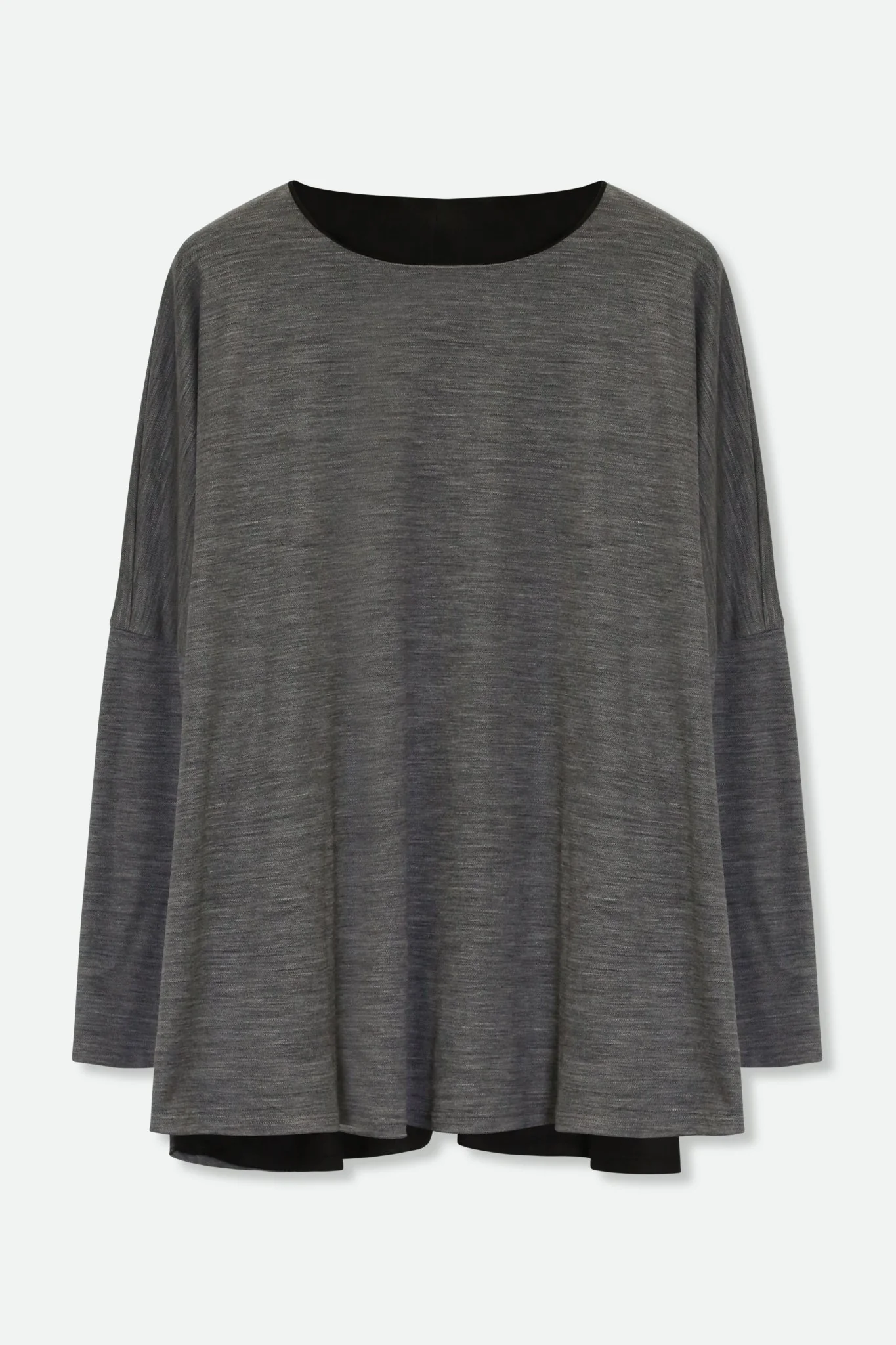 RENEE REVERSIBLE BOATNECK TOP IN ITALIAN WOOL BLEND BLACK & GREY
