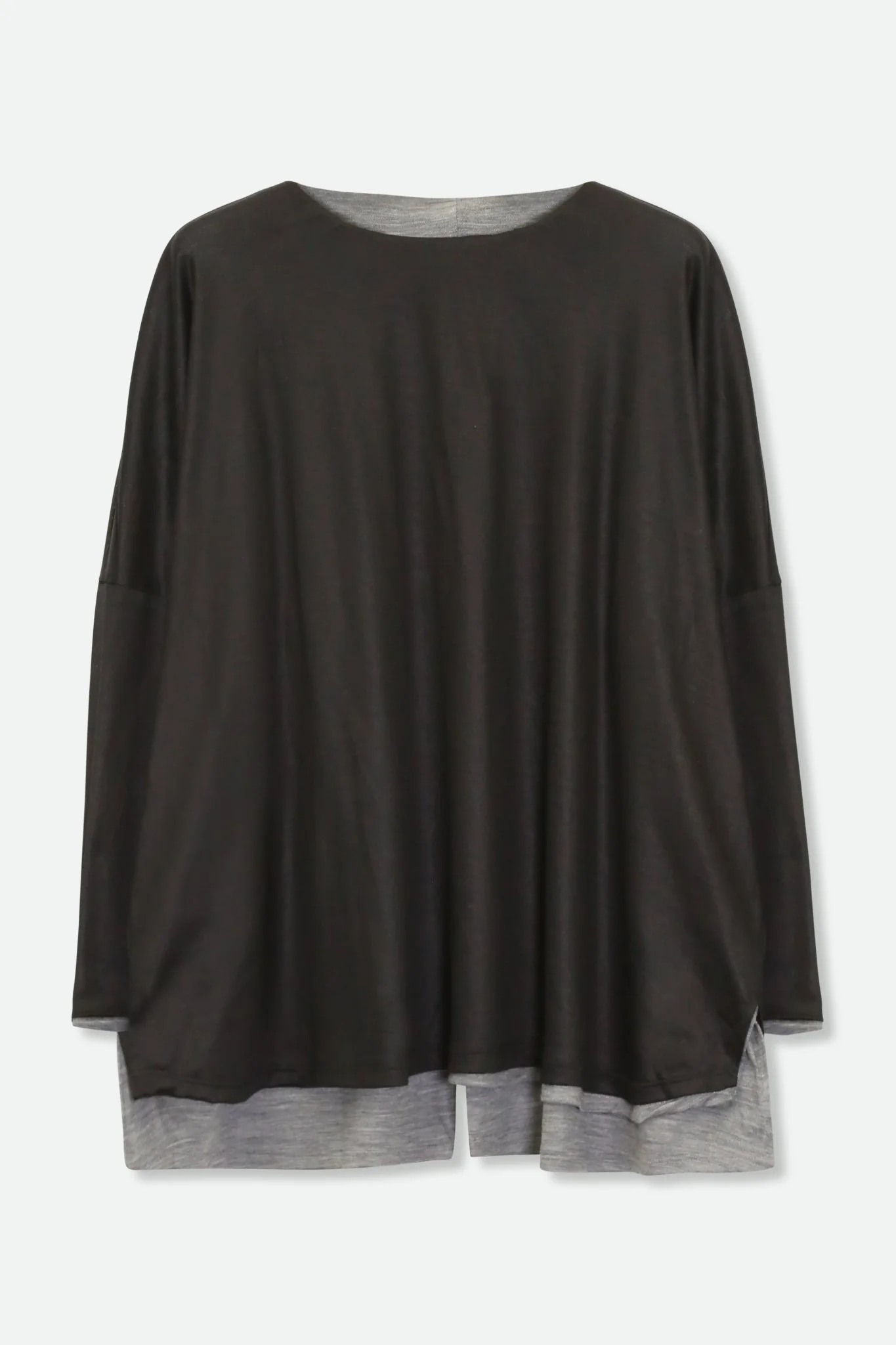 RENEE REVERSIBLE BOATNECK TOP IN ITALIAN WOOL BLEND BLACK & GREY - Image 2