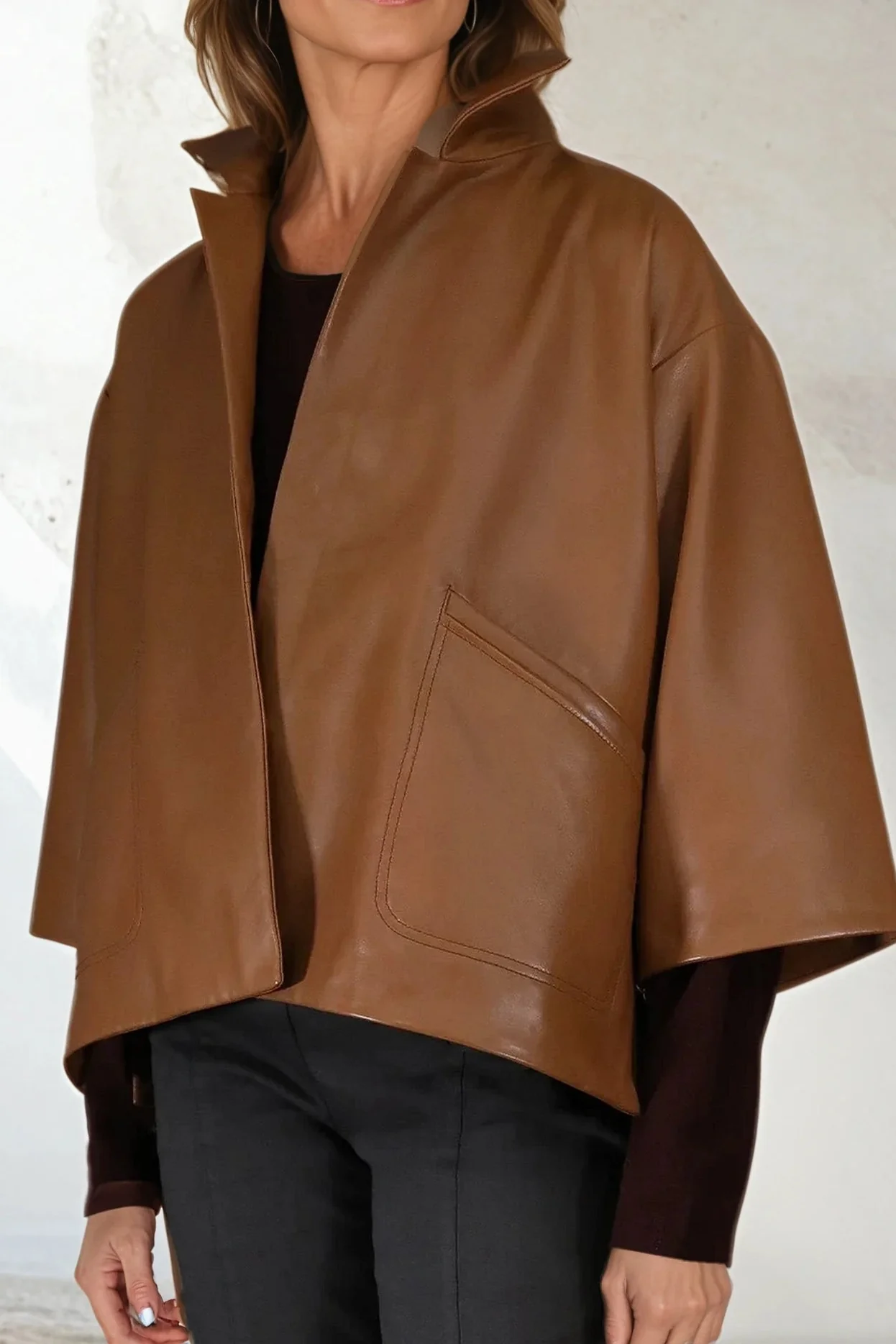 RIMINI LEATHER JACKET IN CAMEL - Image 4