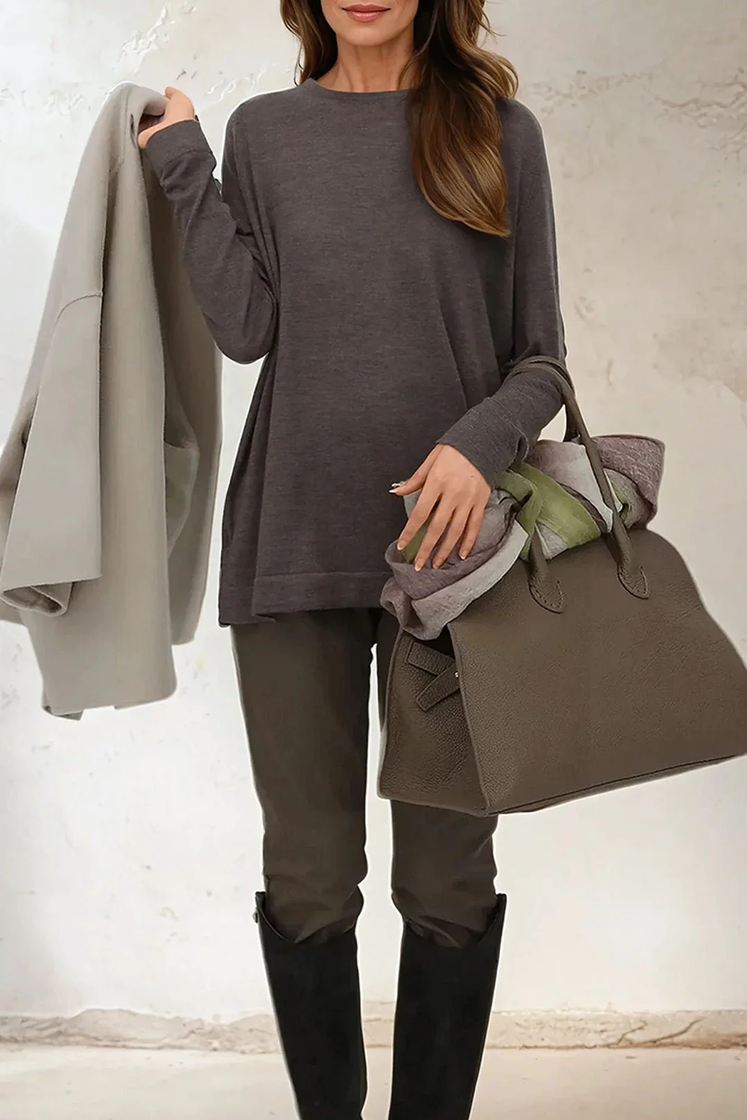 ROCHELLE TUNIC CREW IN FINE ITALIAN MERINO - Image 4