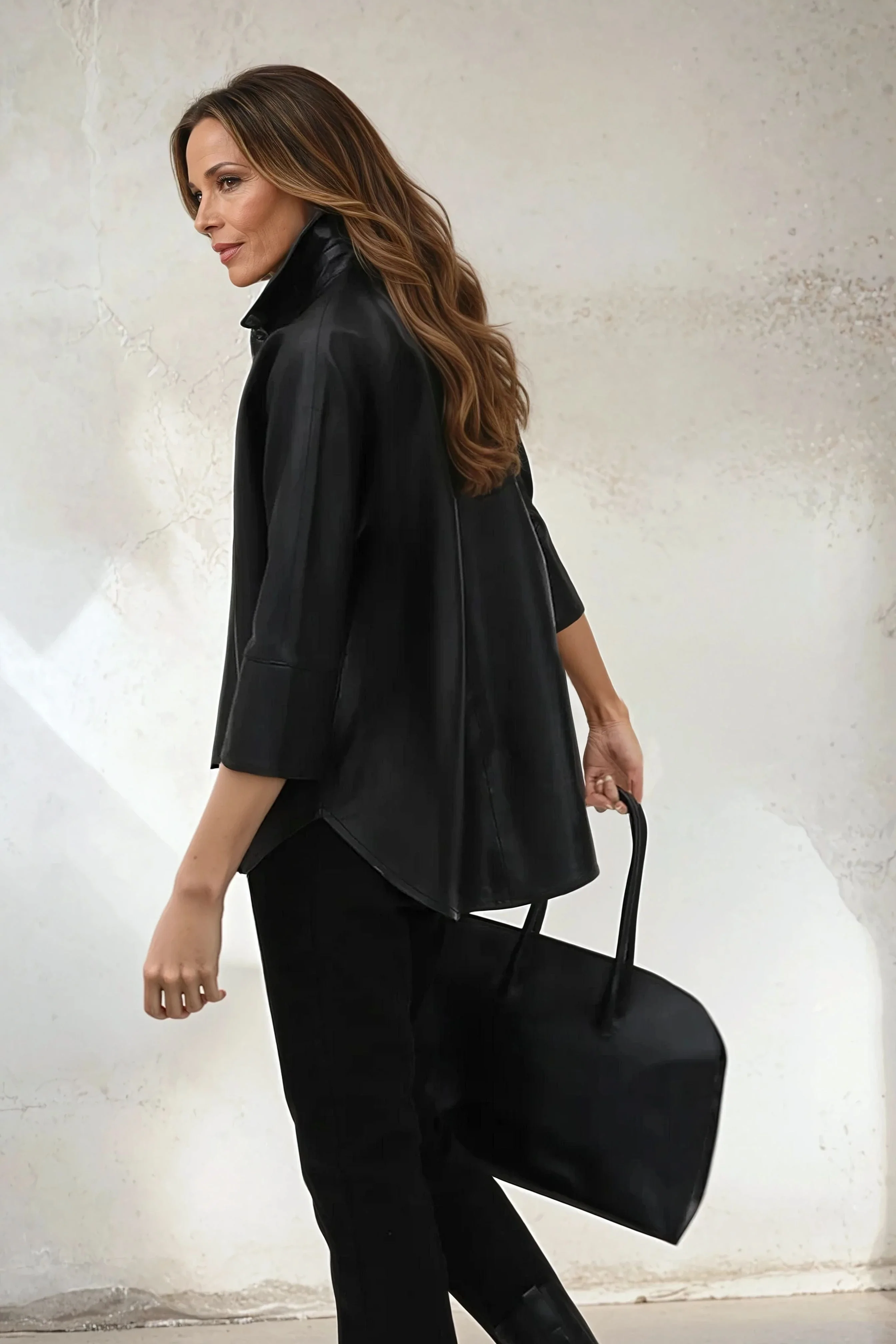SAHANA DOLMAN LEATHER JACKET IN BLACK