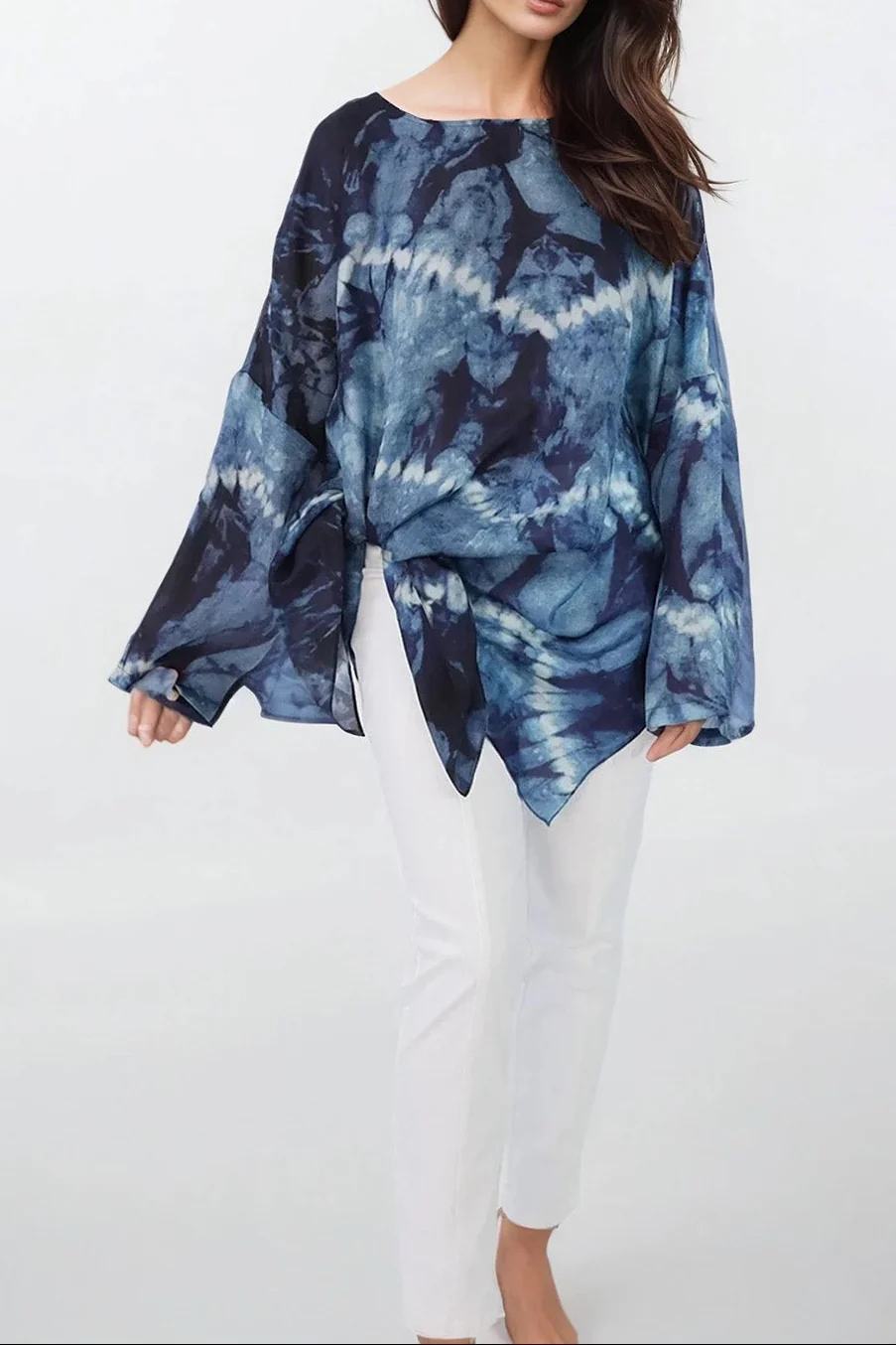 SAMIRA ONE-SIZE TUNIC IN  LIGHTWEIGHT PRINTED SILK VOILE FLORENCE