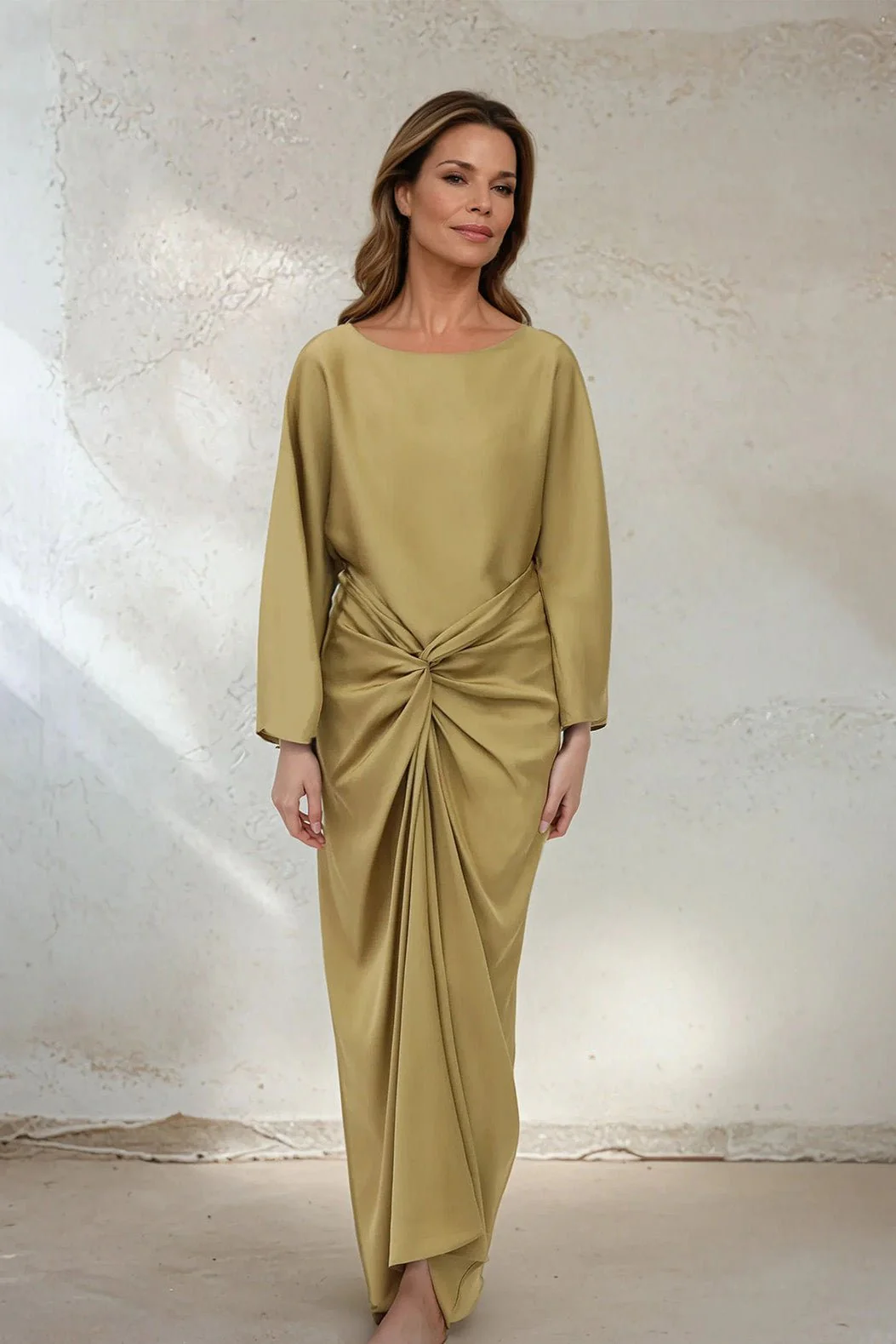 SANAA SARONG SKIRT IN SILK CHARMEUSE IN GOLD