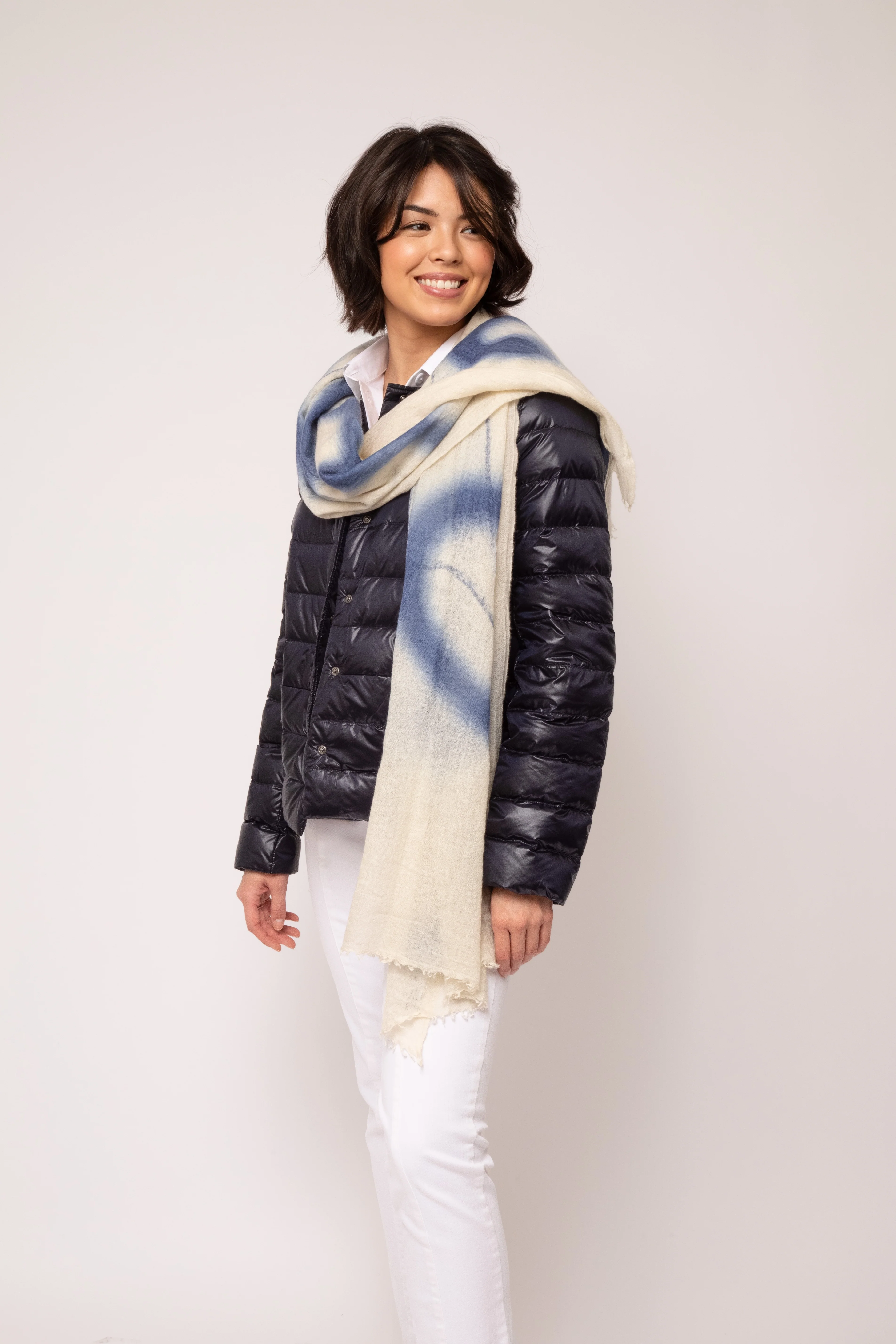 SCARABOCCHIO BLU SCARF IN HAND DYED CASHMERE