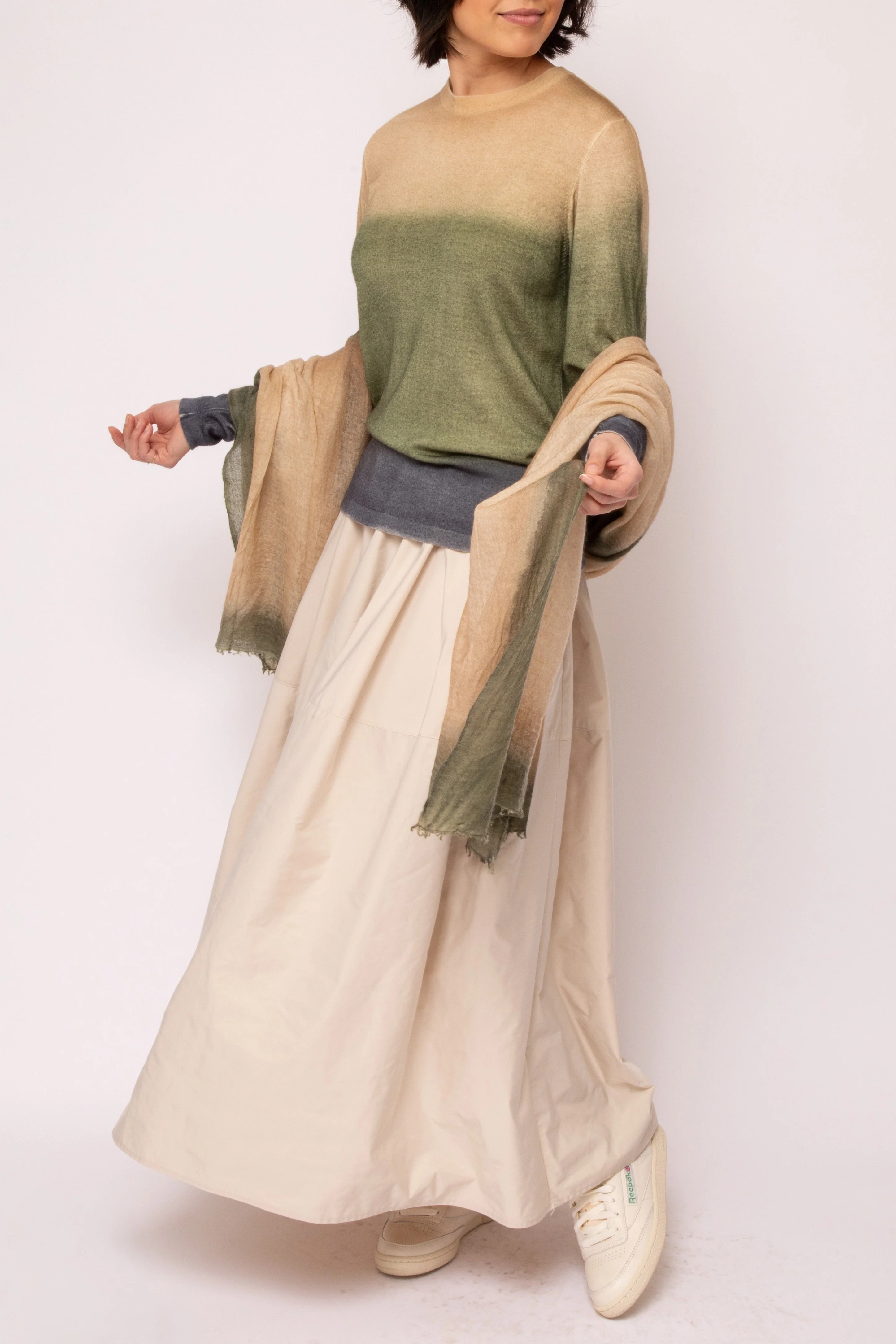 ROPE KHAKI SCARF IN HAND DYED CASHMERE - Image 2