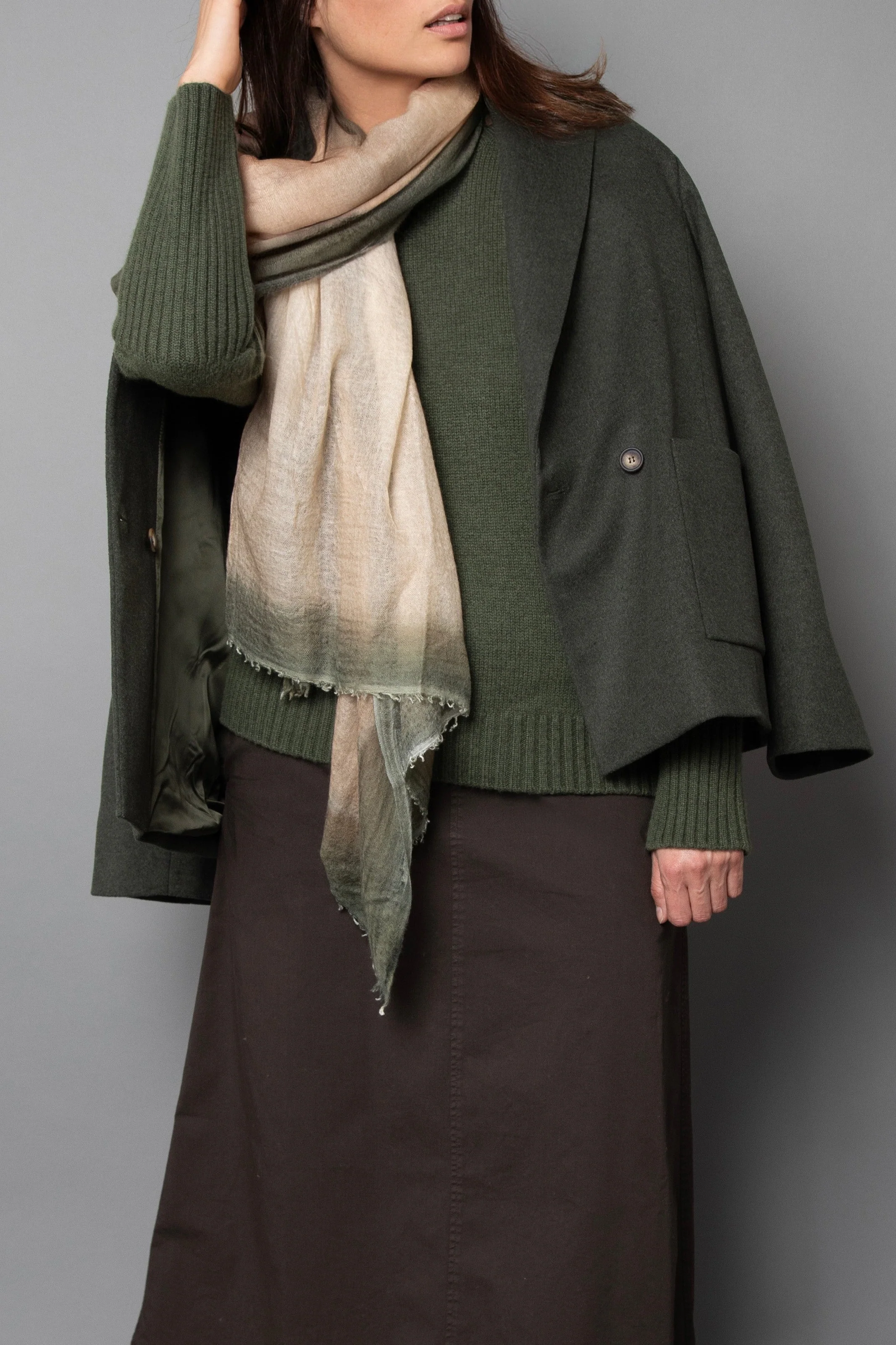 ROPE KHAKI SCARF IN HAND DYED CASHMERE - Image 4