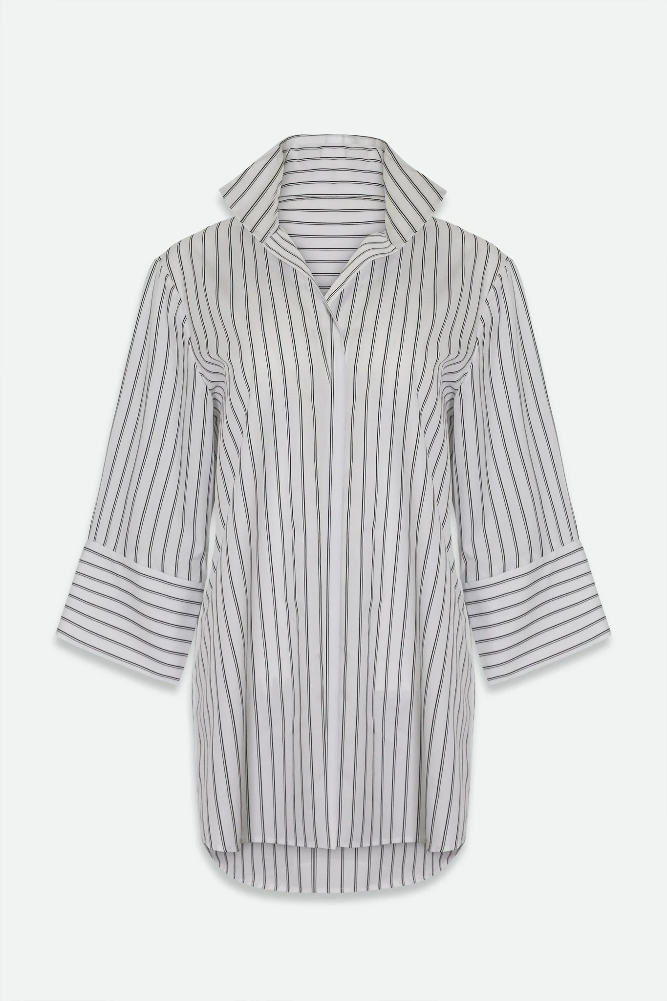 SCARLETT BLOUSE IN ITALIAN COTTON BLACK & WHITE STRIPE - Image 3