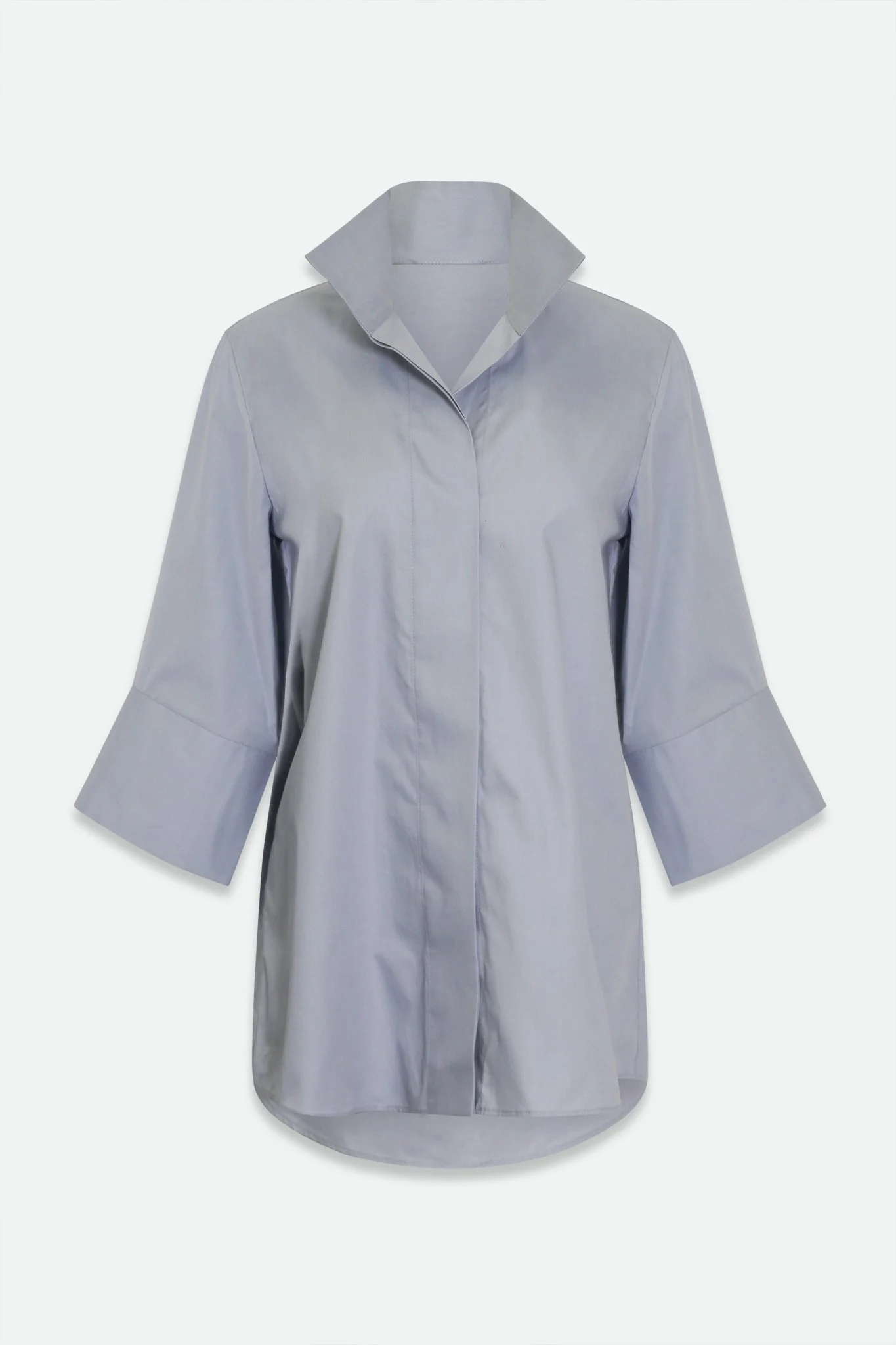 SCARLETT BLOUSE IN ITALIAN COTTON DOVE BLUE-GREY - Image 4