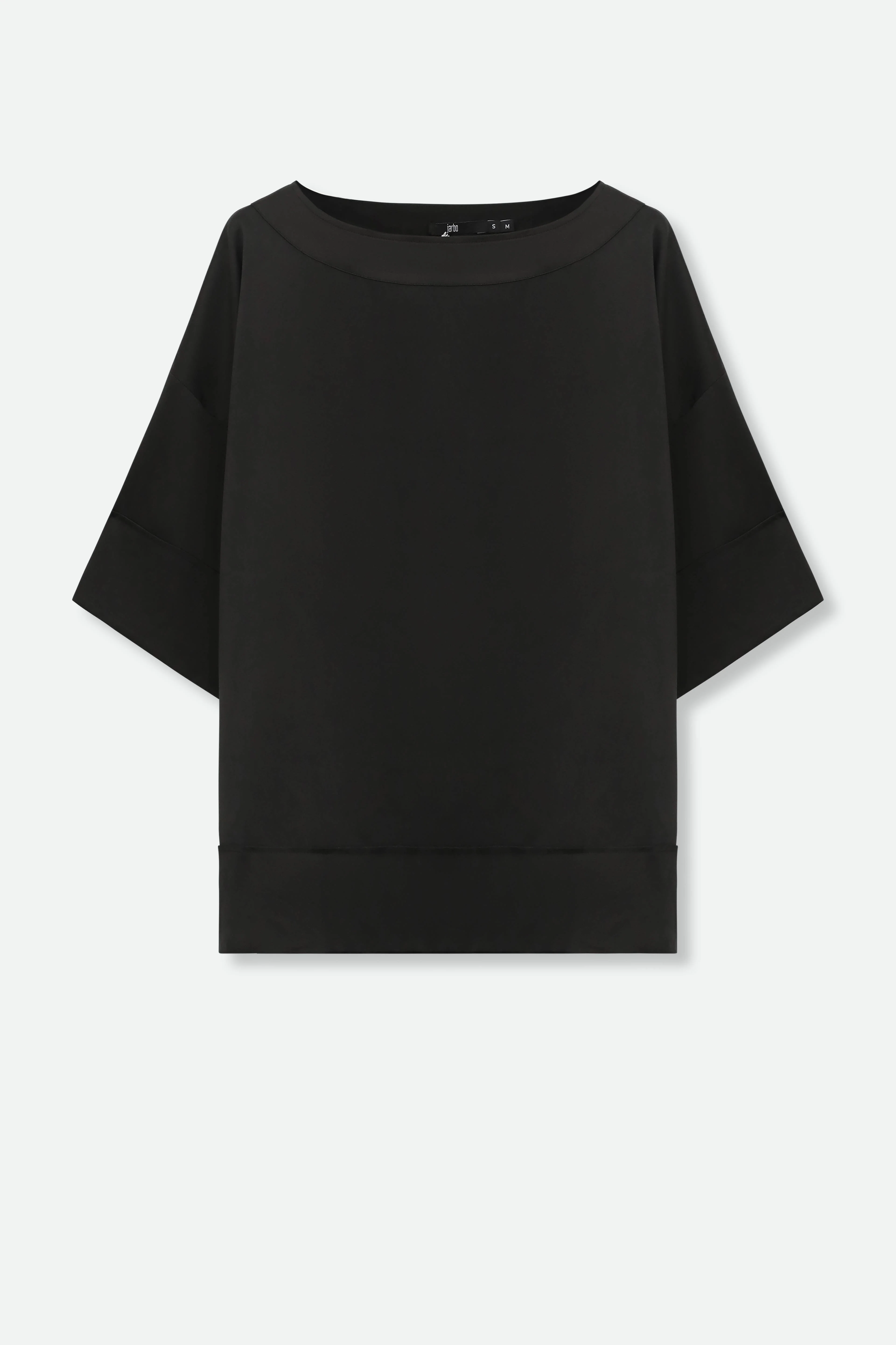 SHELLA SHORT SLEEVE BLOUSE IN BLACK SILK CHARMEUSE - Image 2