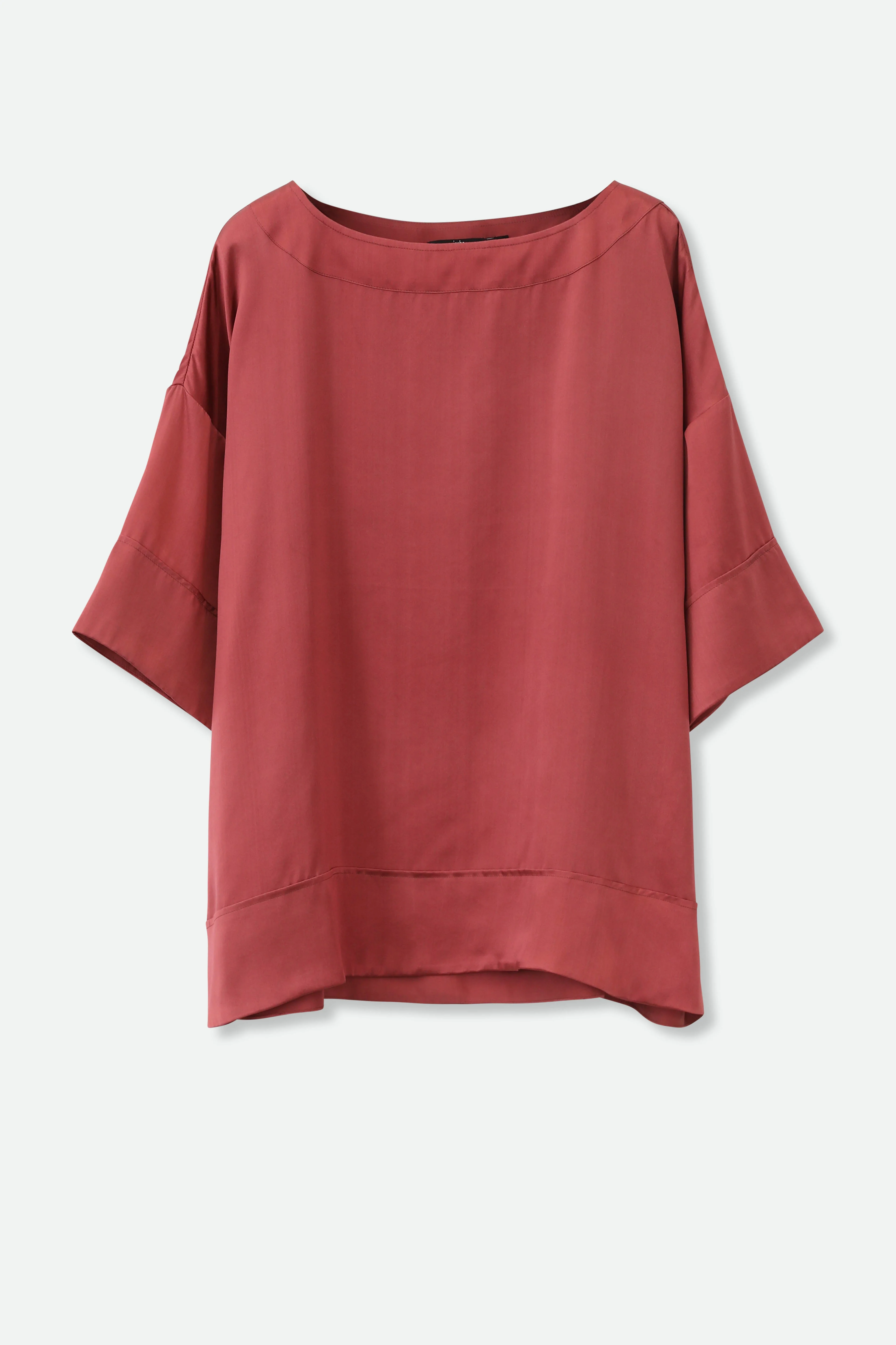 SHELLA SHORT SLEEVE BLOUSE IN MARSALA SILK CHARMEUSE