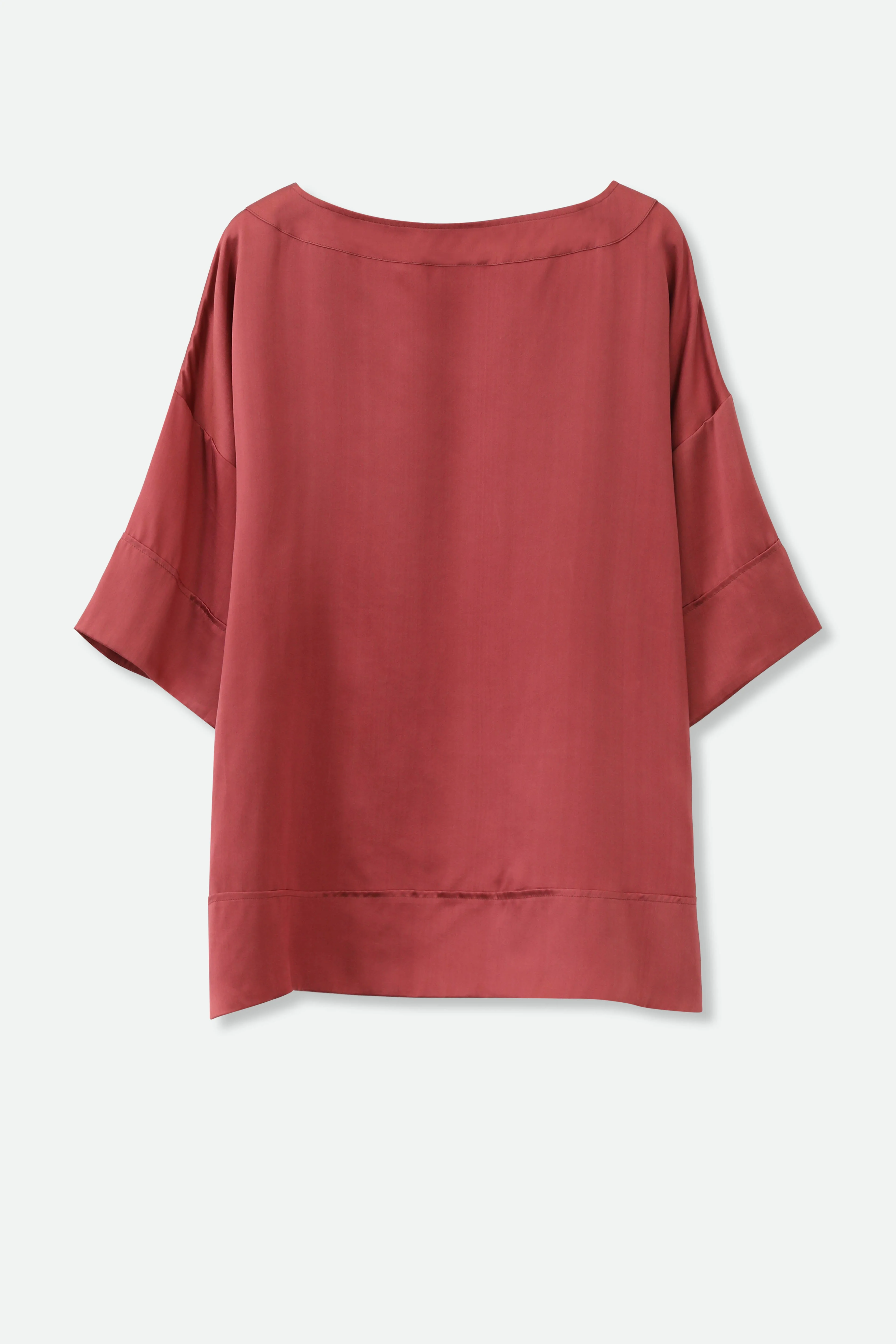 SHELLA SHORT SLEEVE BLOUSE IN MARSALA SILK CHARMEUSE - Image 2