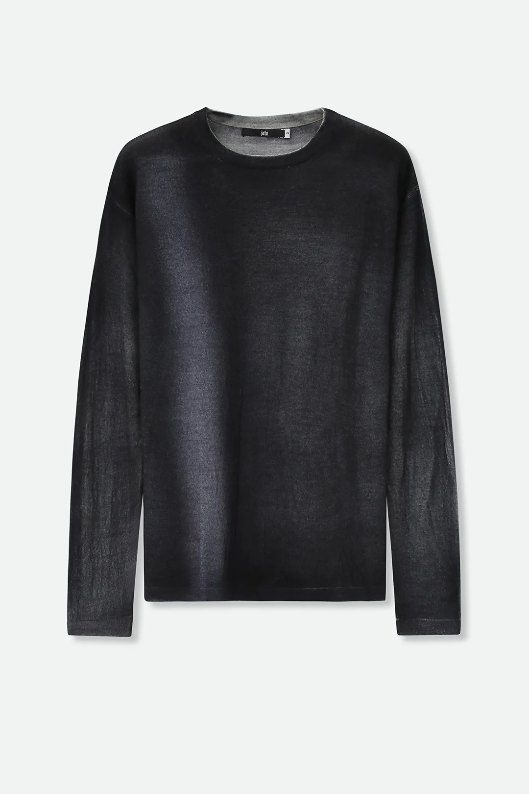 SHILOH CREW IN HAND-DYED CASHMERE CHARCOAL STRIPE - Image 2