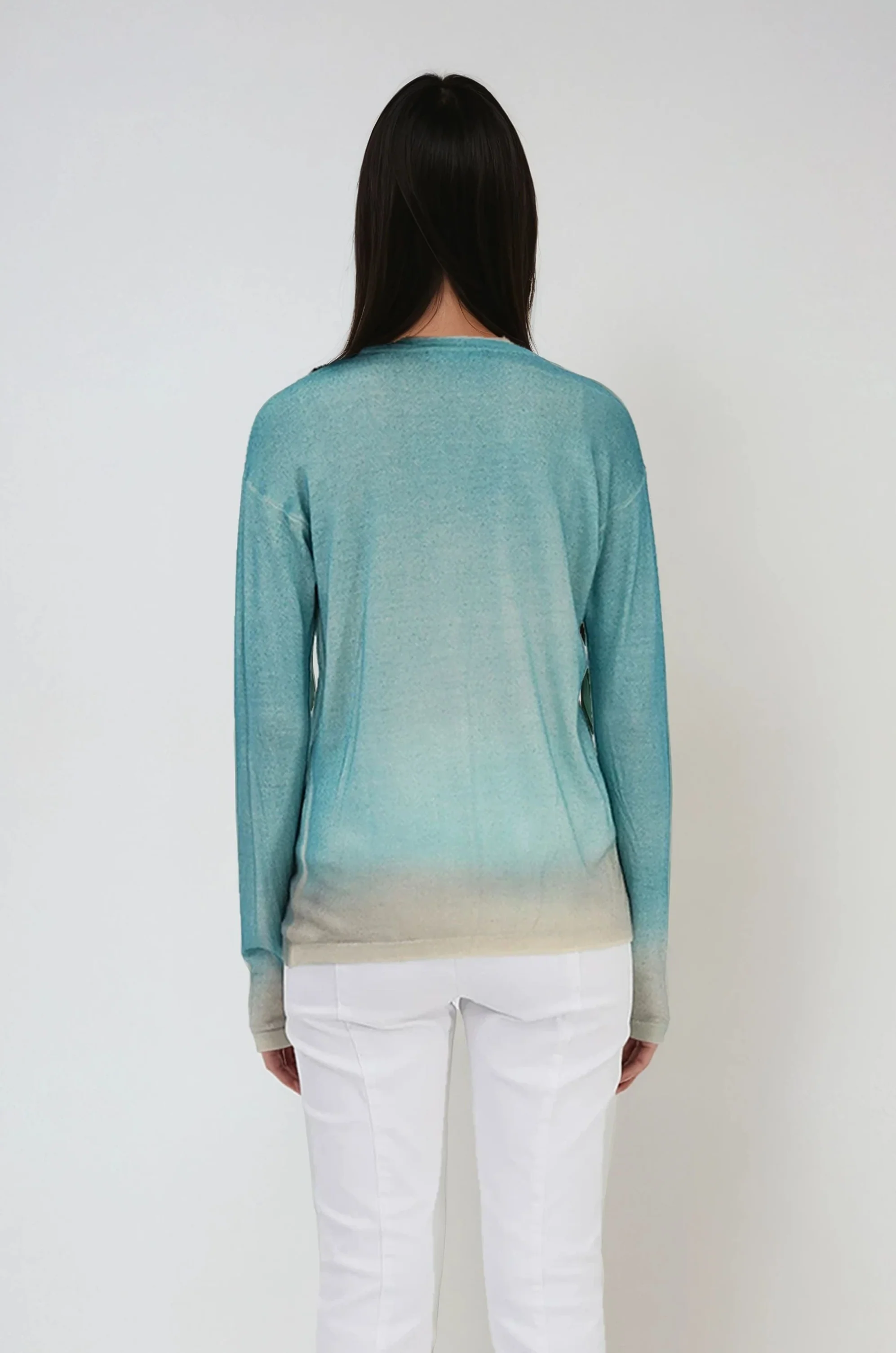 SHILOH CREW IN HAND-DYED CASHMERE SEAFOAM - Image 4