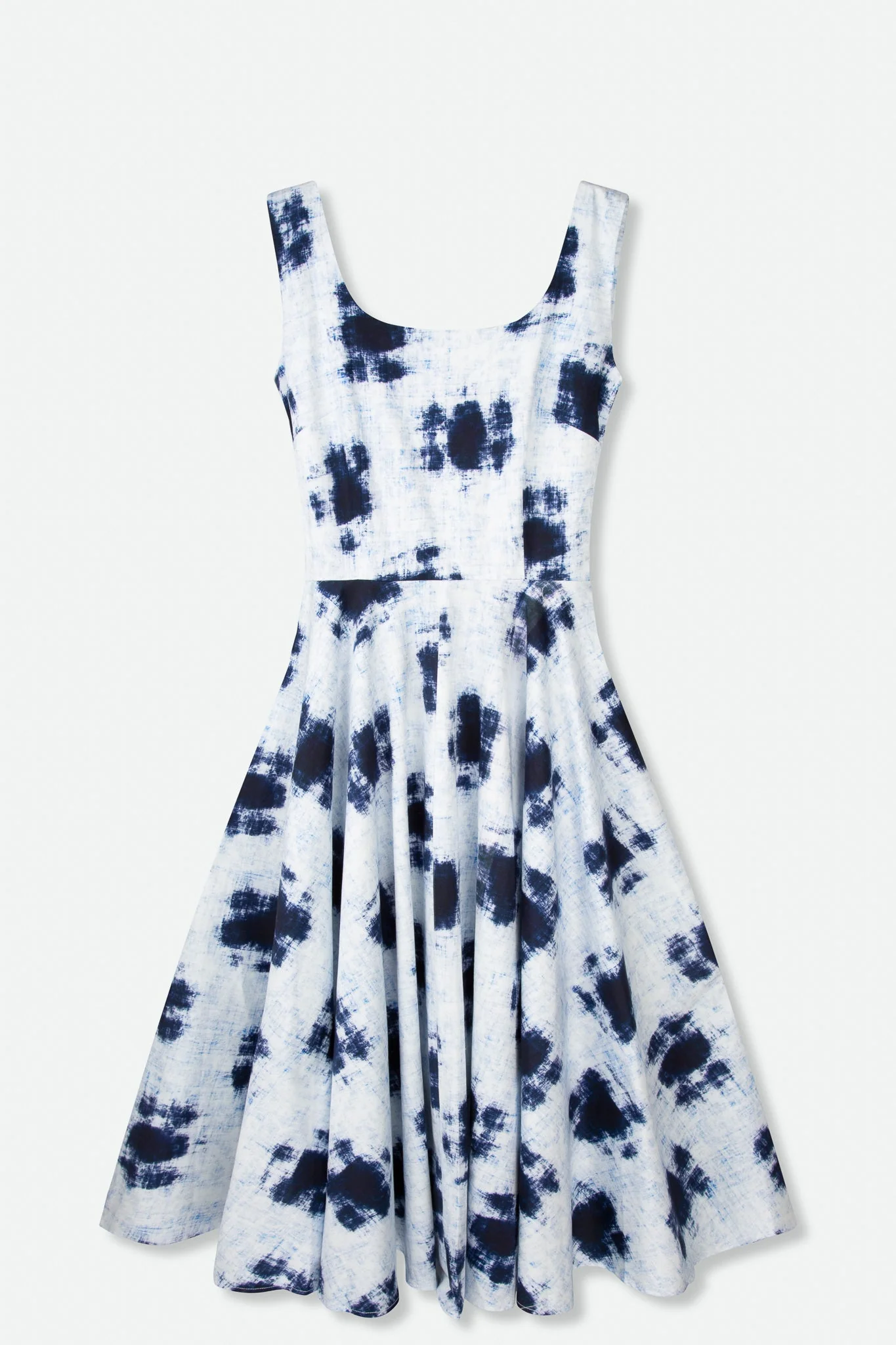 TARAIS ROUNDED NECK SLEEVELESS DRESS IN ITALIAN COTTON STRETCH - Image 3