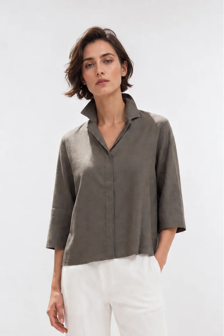 SORELLA SHIRT IN ITALIAN LINEN STRETCH - Image 3