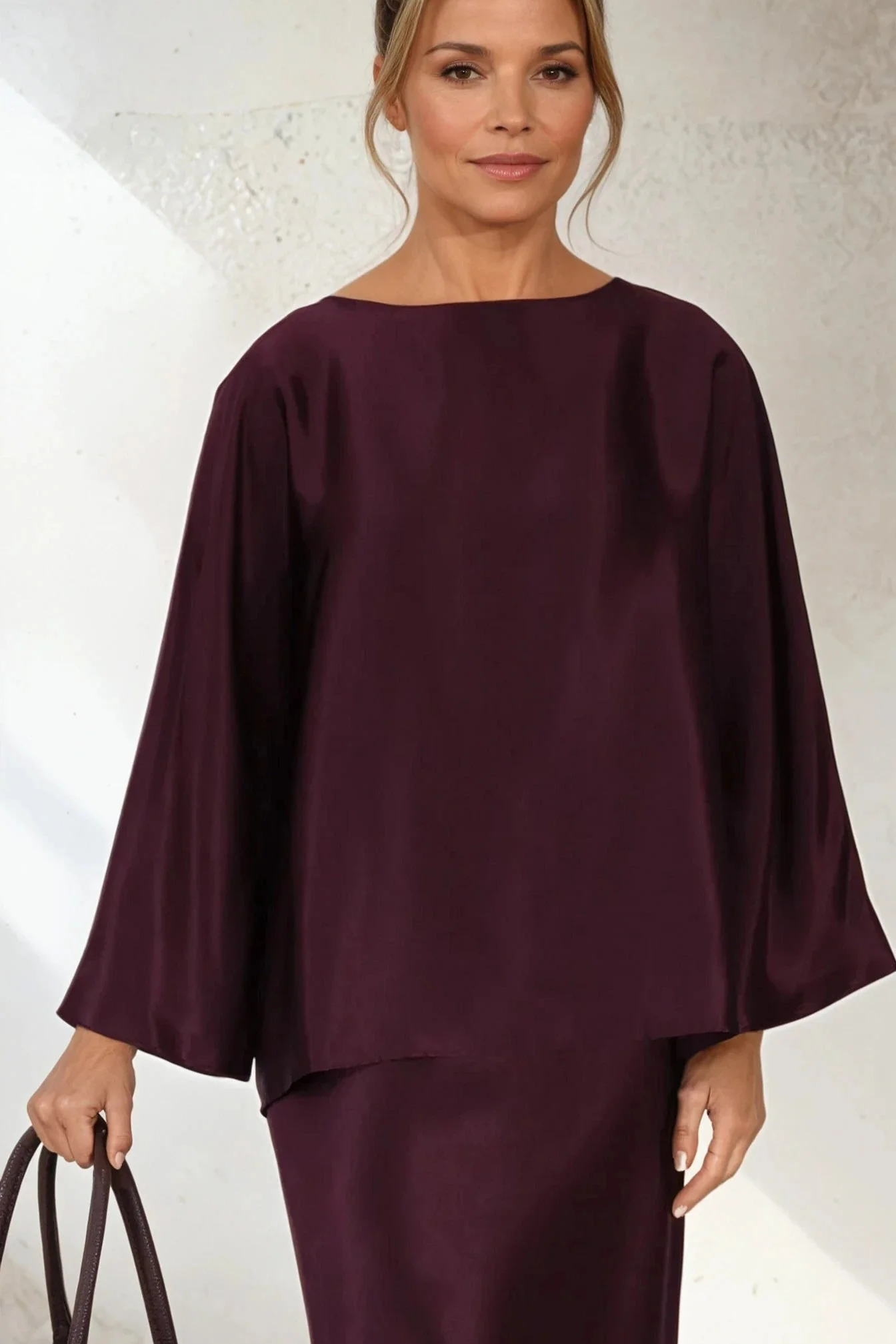 SYLVIE BRACELET SLEEVE BLOUSE IN SILK CHARMEUSE - Image 2
