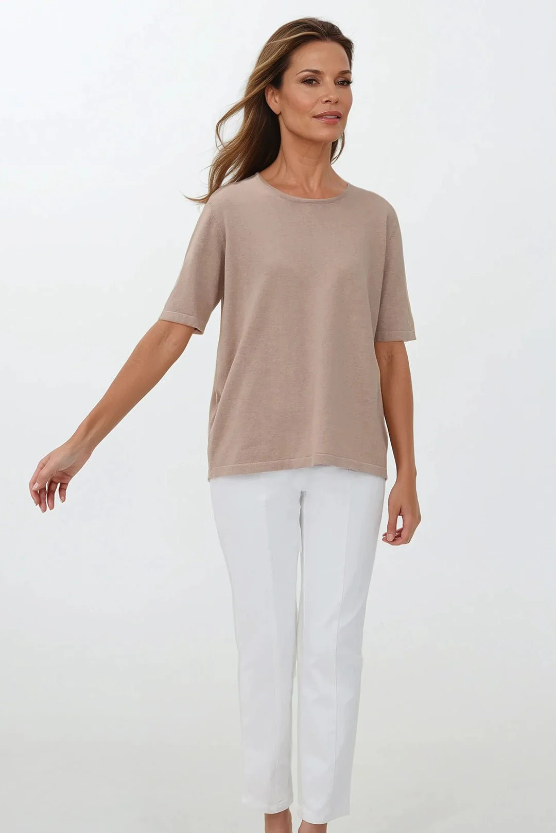 SAMI ELBOW SLEEVE TEE IN PIMA COTTON KNIT