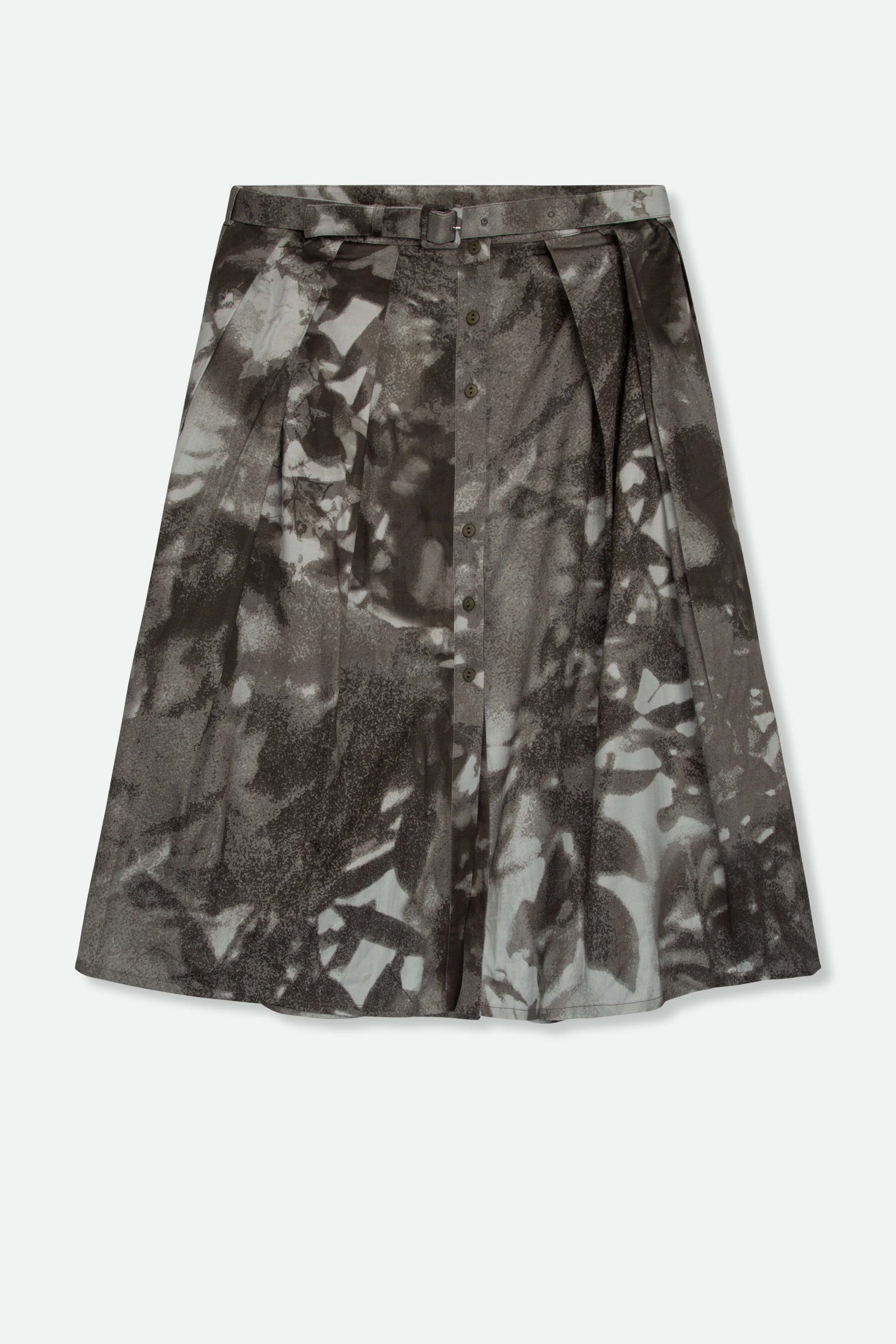 PACENTRO PLEATED SKIRT IN COTTON STRETCH CHARCOAL DREAM - Image 2