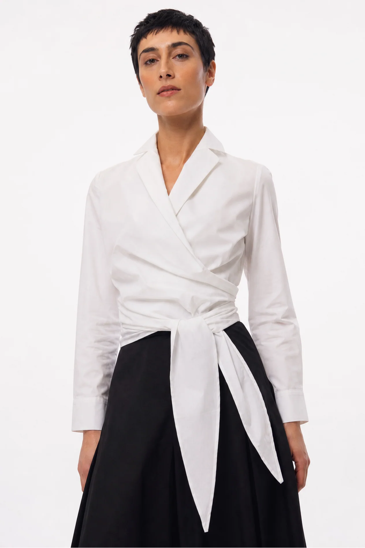 TORINO WRAP SHIRT IN ITALIAN FINE STRETCH COTTON - Image 3