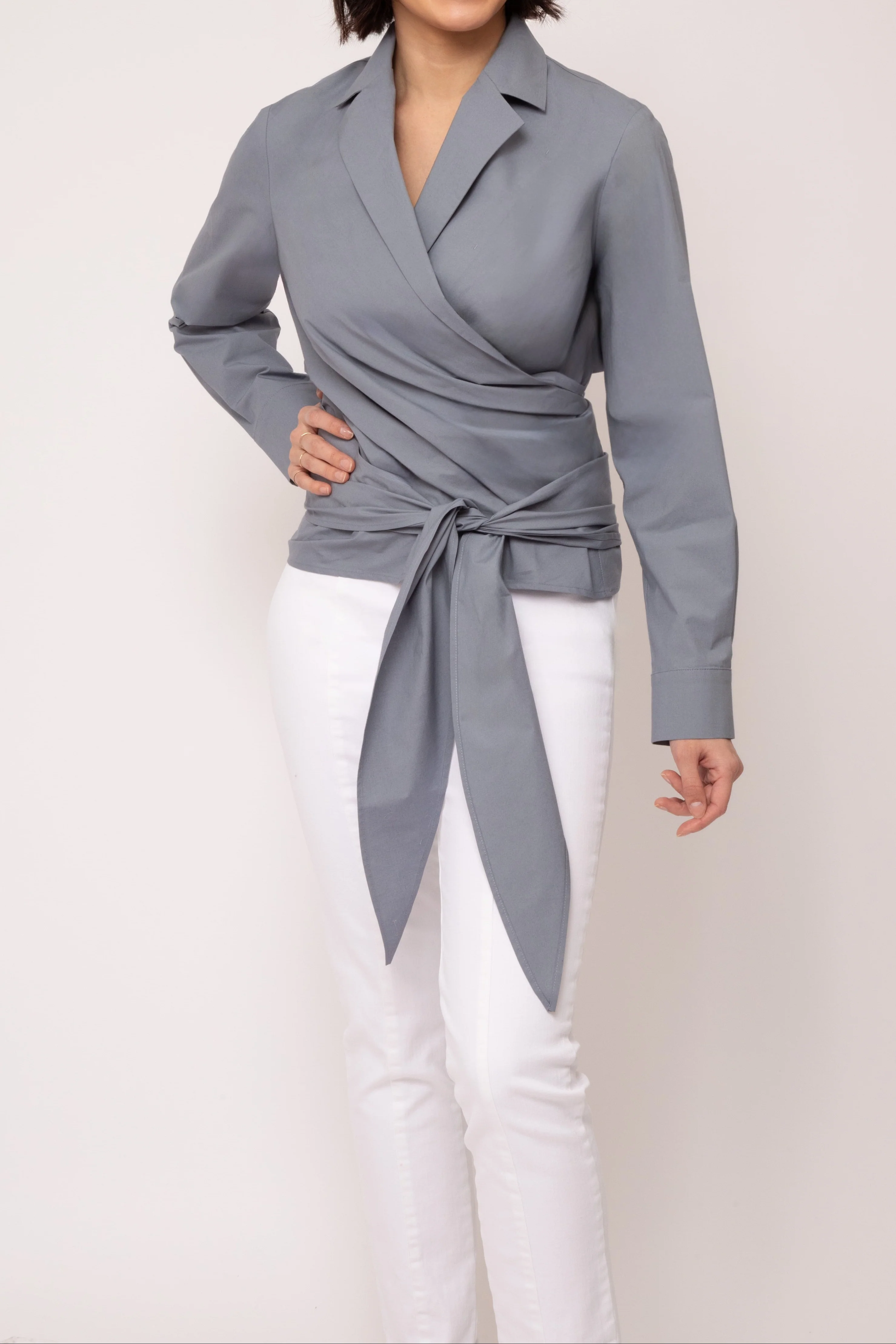 TORINO WRAP SHIRT IN ITALIAN FINE STRETCH COTTON - Image 7