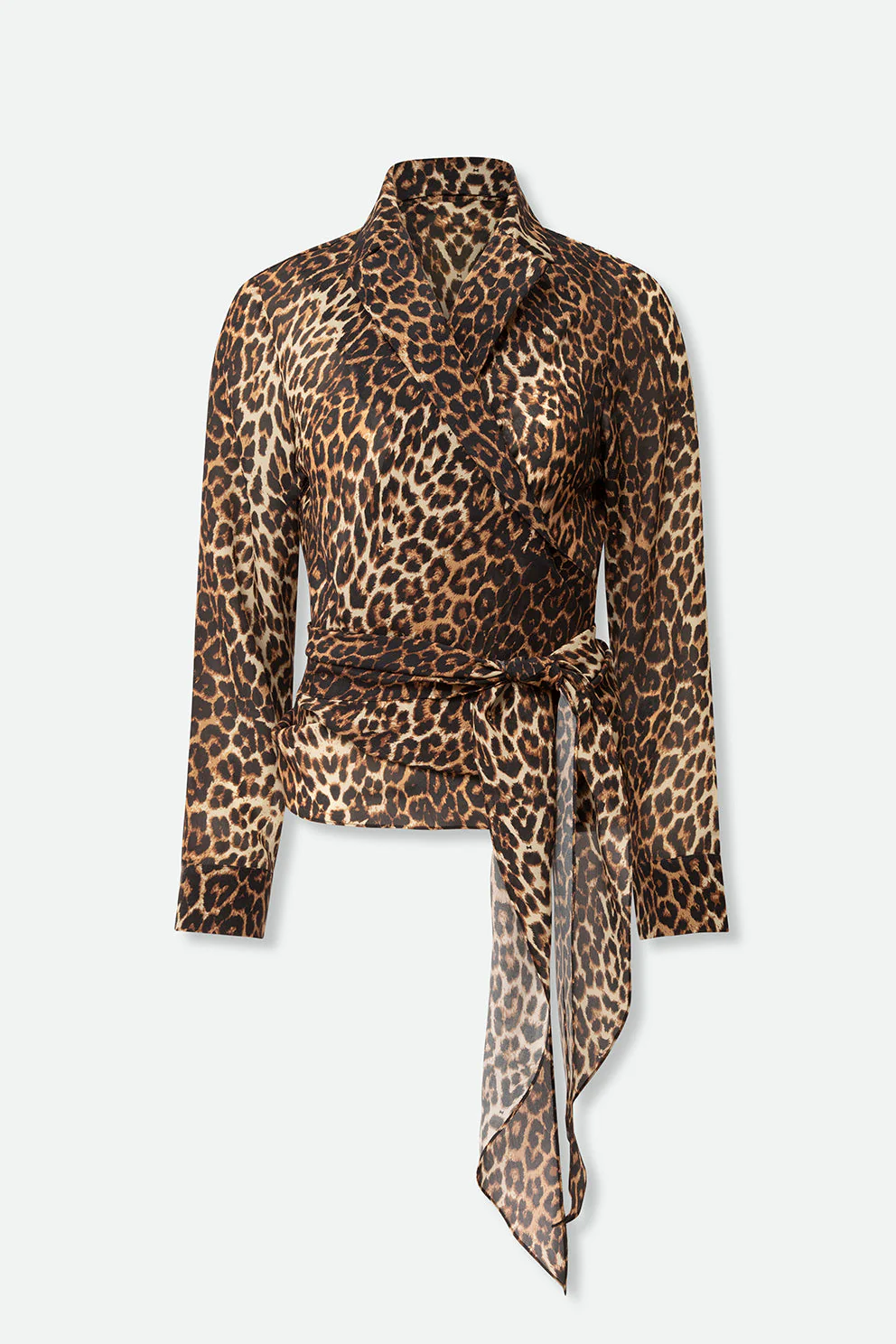 TORINO WRAP SHIRT IN SILK CREPE LEOPARD - Image 2