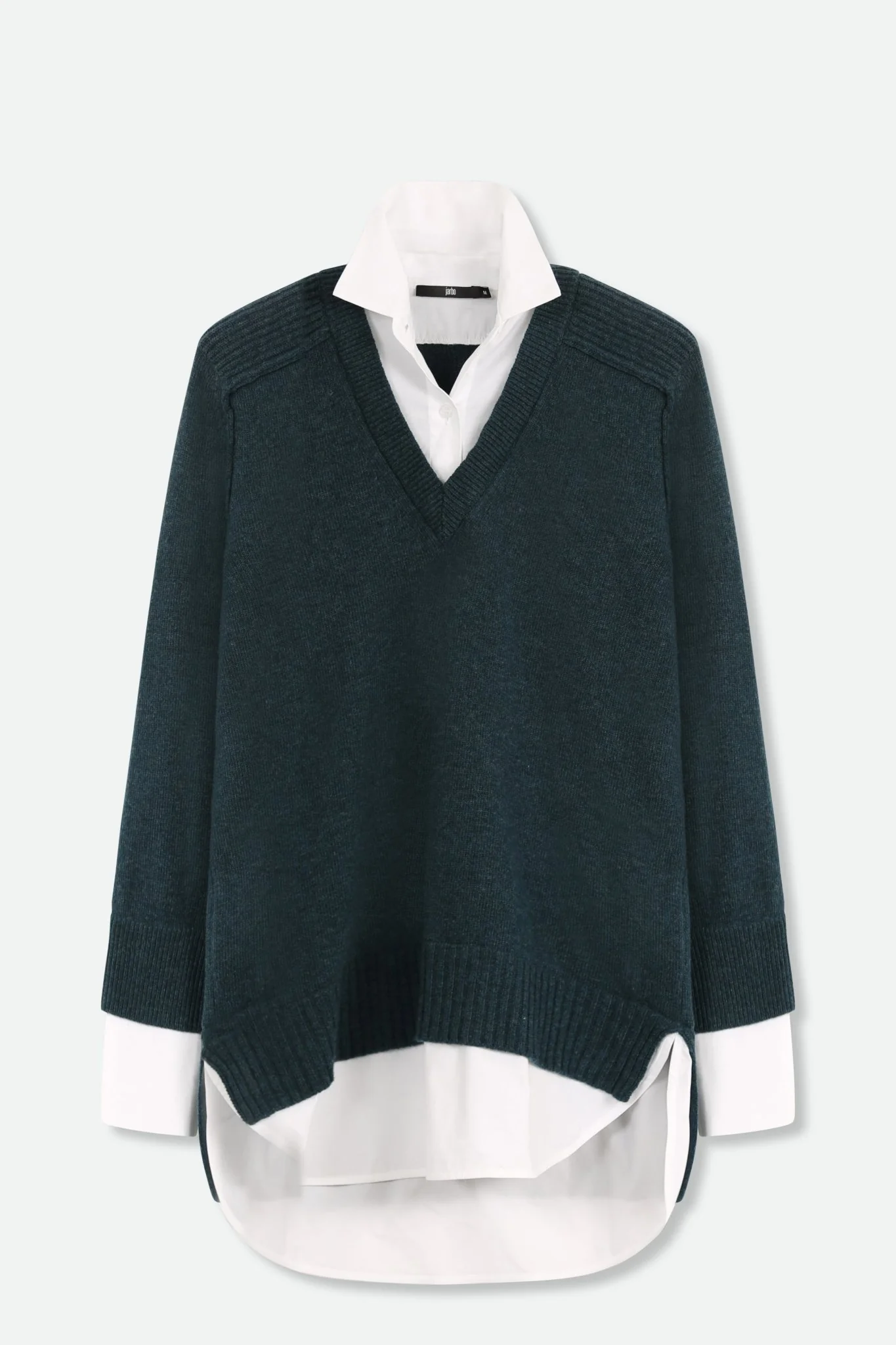 VINNIE SHIRTED V-NECK SWEATER IN FINE ITALIAN STRETCH POPLIN - Image 5