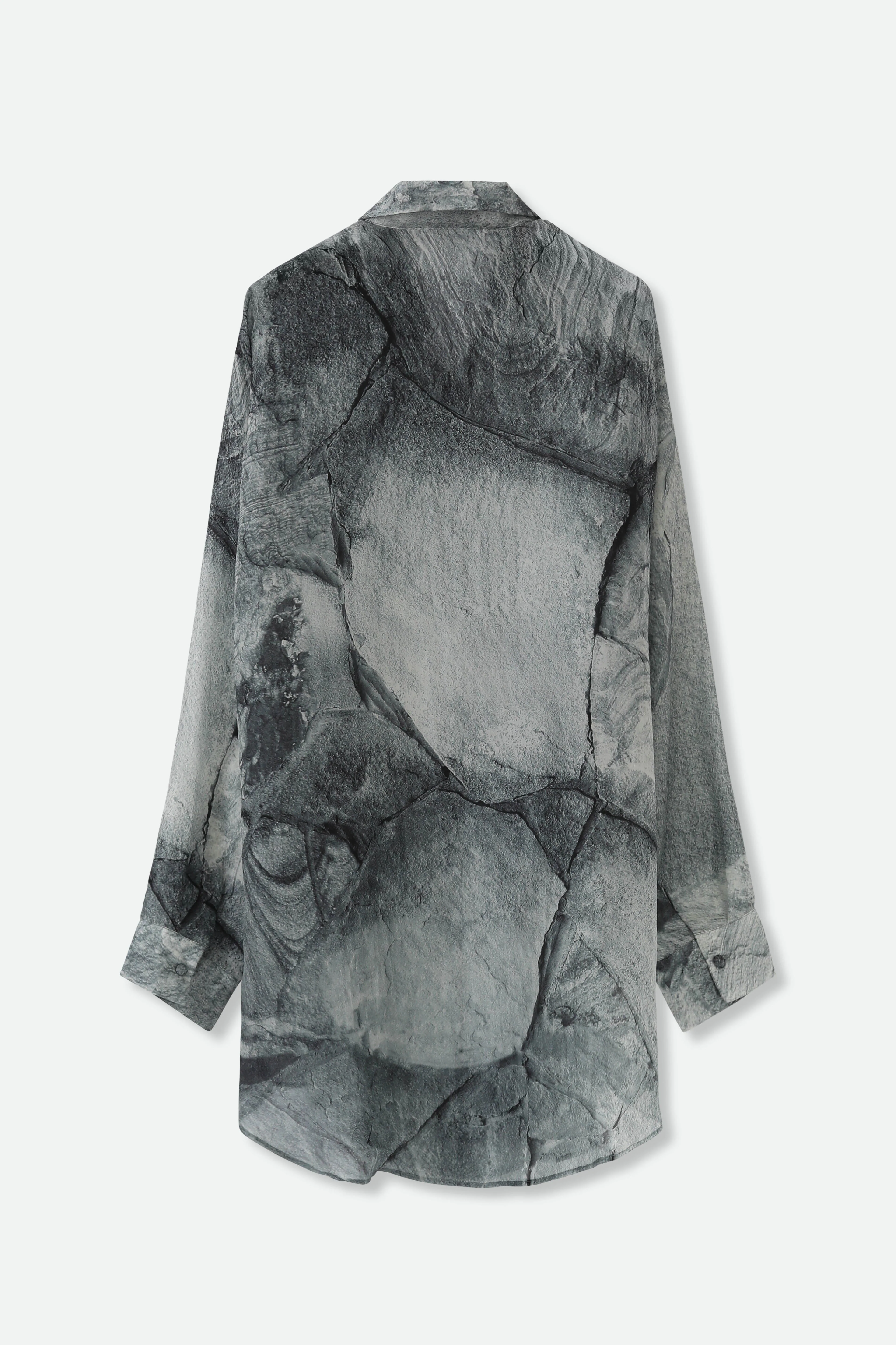 ZURI ONE-SIZE TUNIC IN PRINTED ITALIAN SILK VOILE STONEY GREY - Image 3
