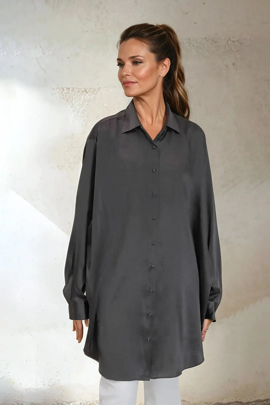 ZURI ONE-SIZE TUNIC IN SILK CHARMEUSE - Image 2