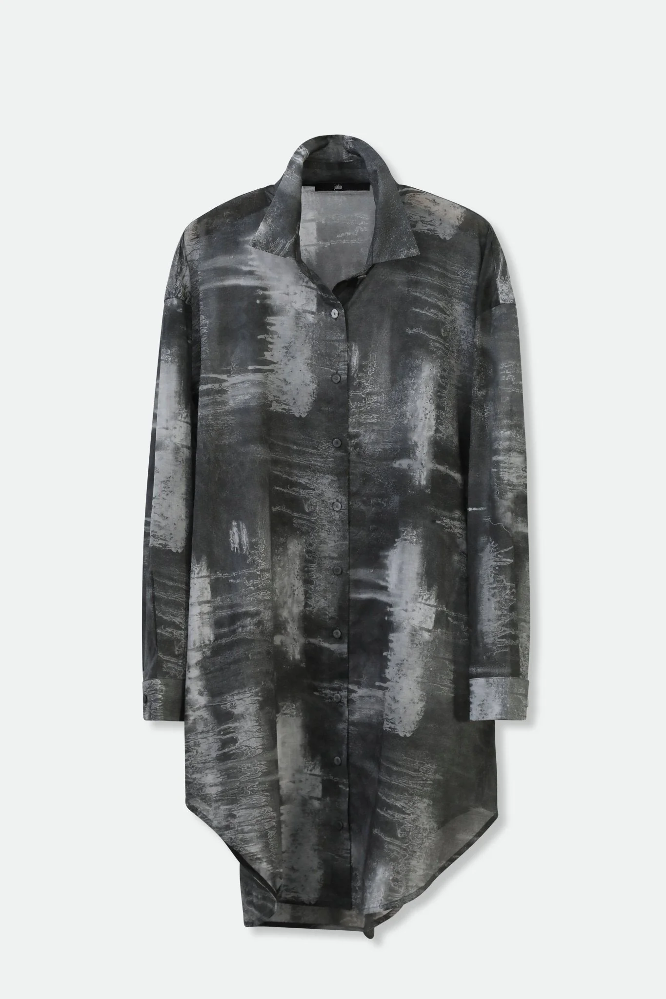 ZURI ONE-SIZE LAYERED TUNIC SHIRT IN ITALIAN COTTON VOILE GREY STORM - Image 3
